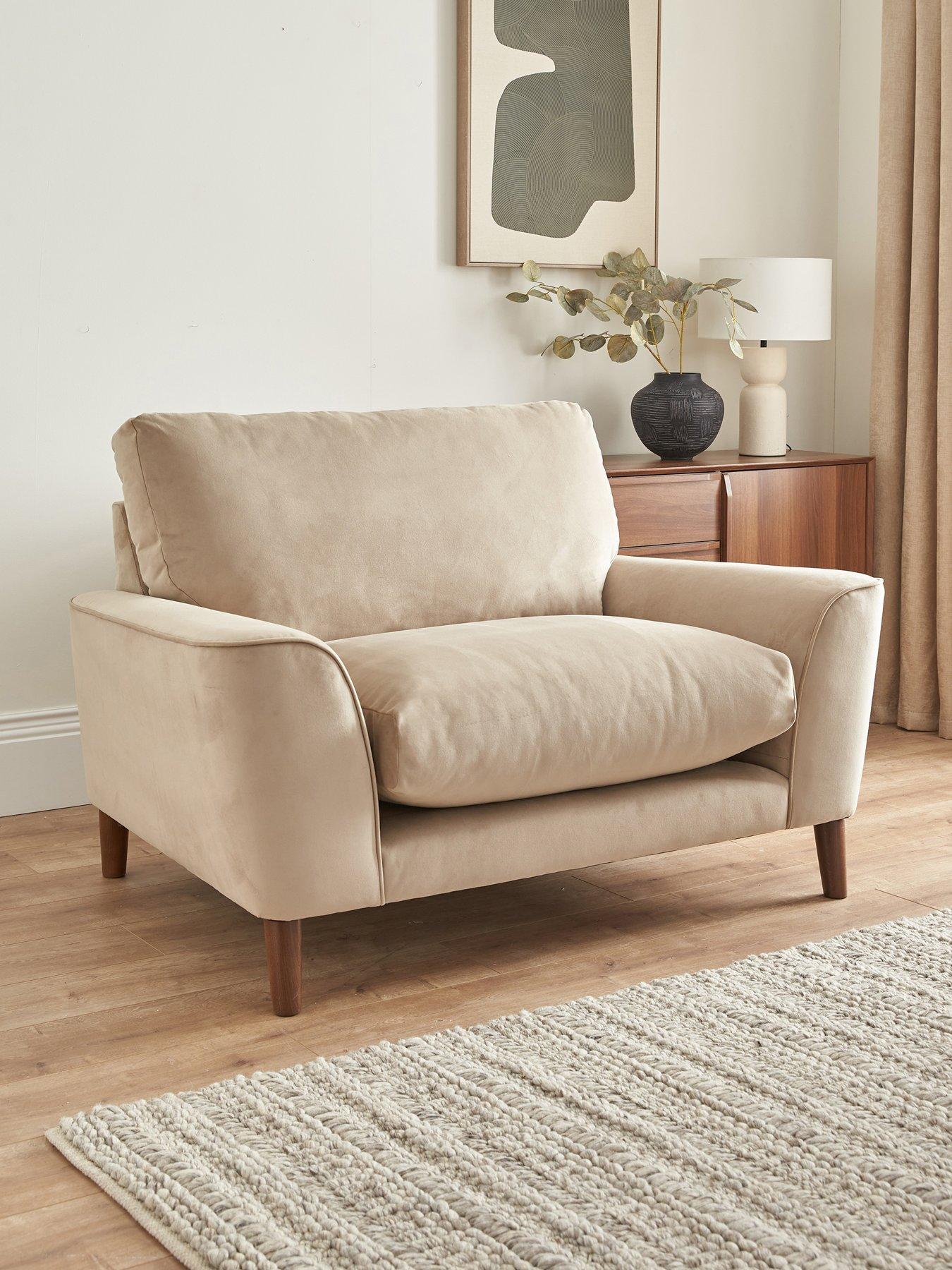 Product photograph of Very Home Astrid Velvet Snuggle Chair from very.co.uk