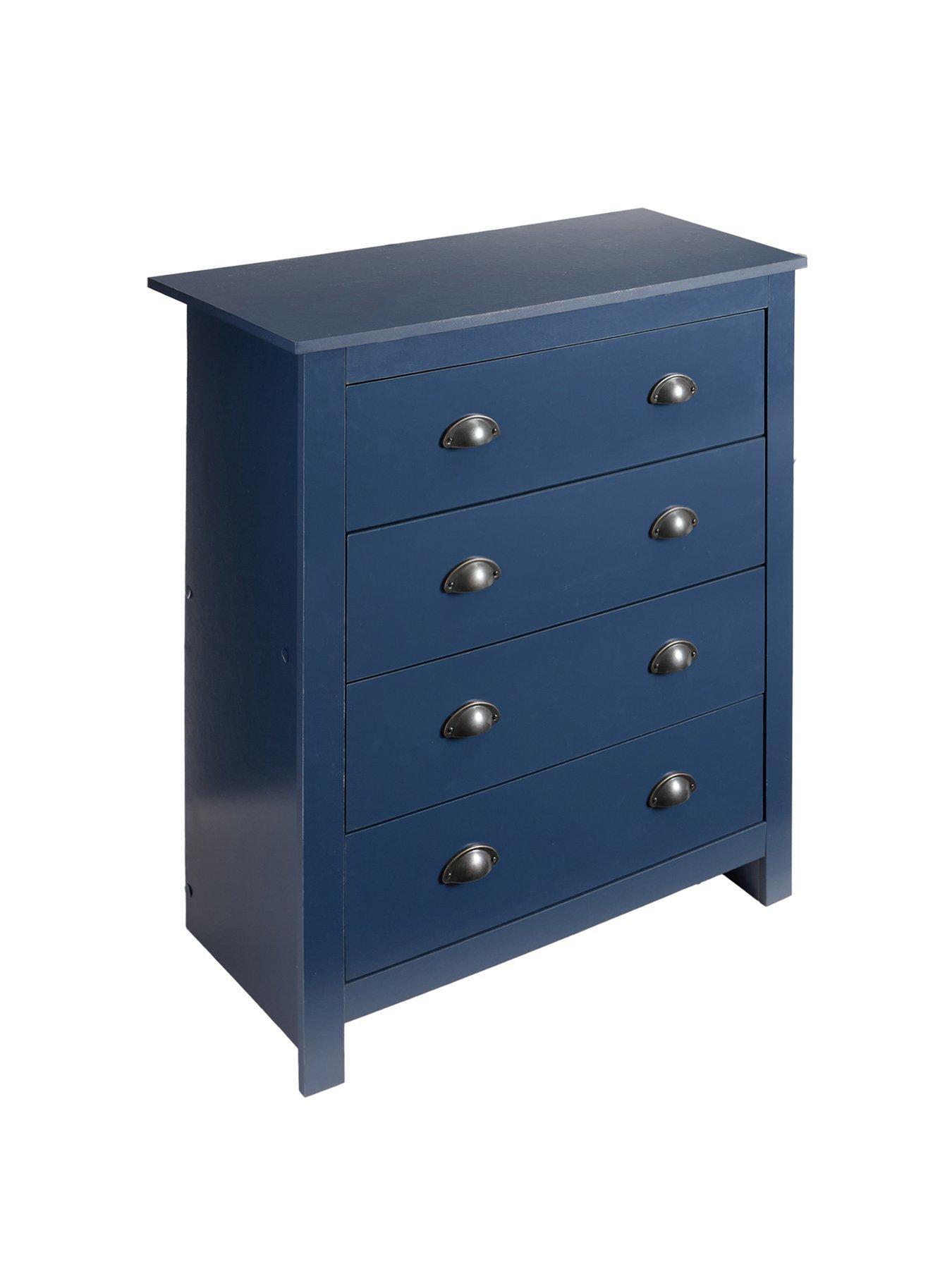 Image 4 of 7 of Very Home Atlanta 3 Piece Package - 3 Door Wardrobe, 4 Drawer Chest and 2 Drawer Bedside Chest&nbsp;- Navy