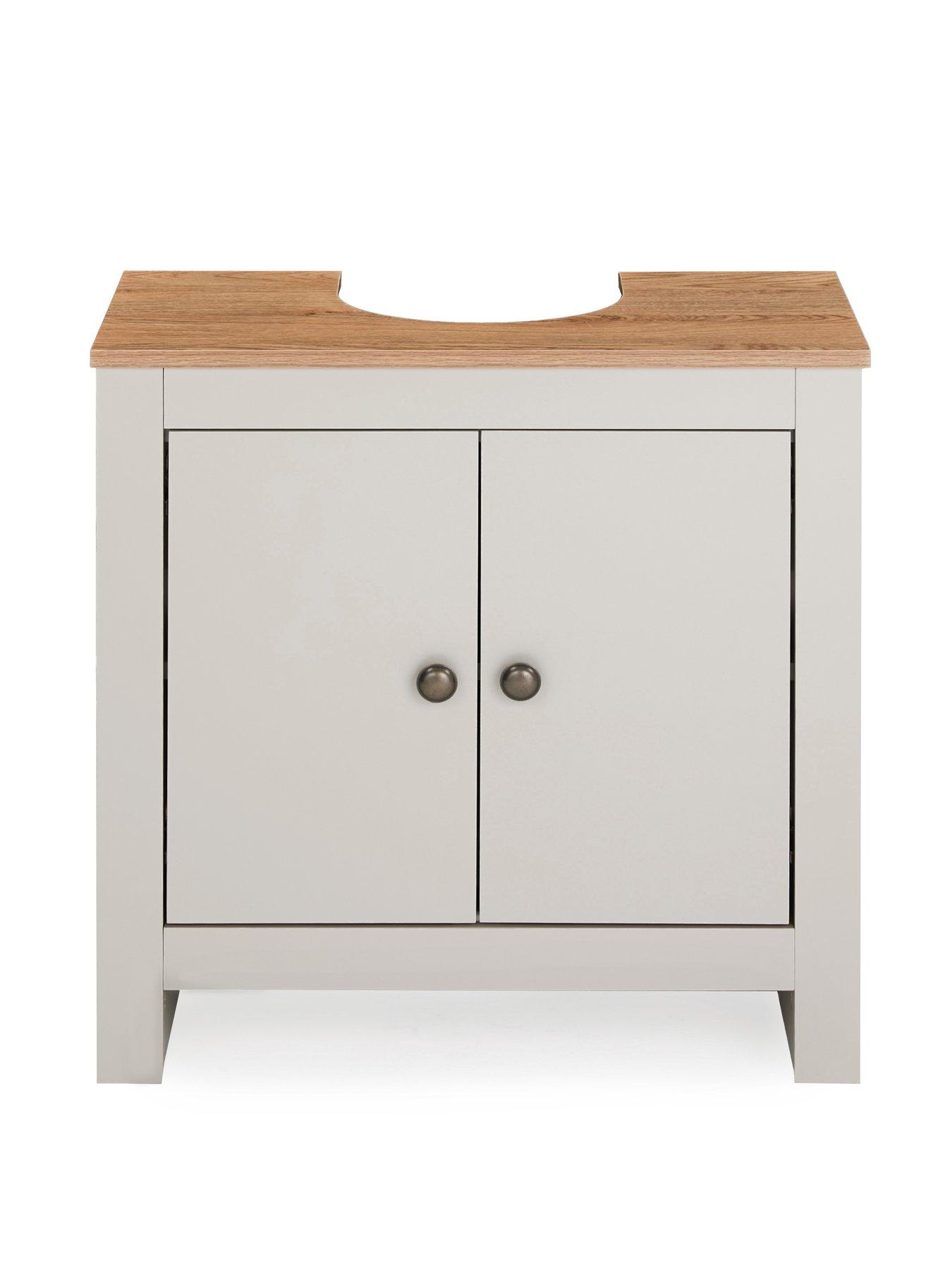 Image 3 of 7 of Very Home Lifton Under Sink Bathroom&nbsp;Cabinet&nbsp;- Light Grey/Wood Effect