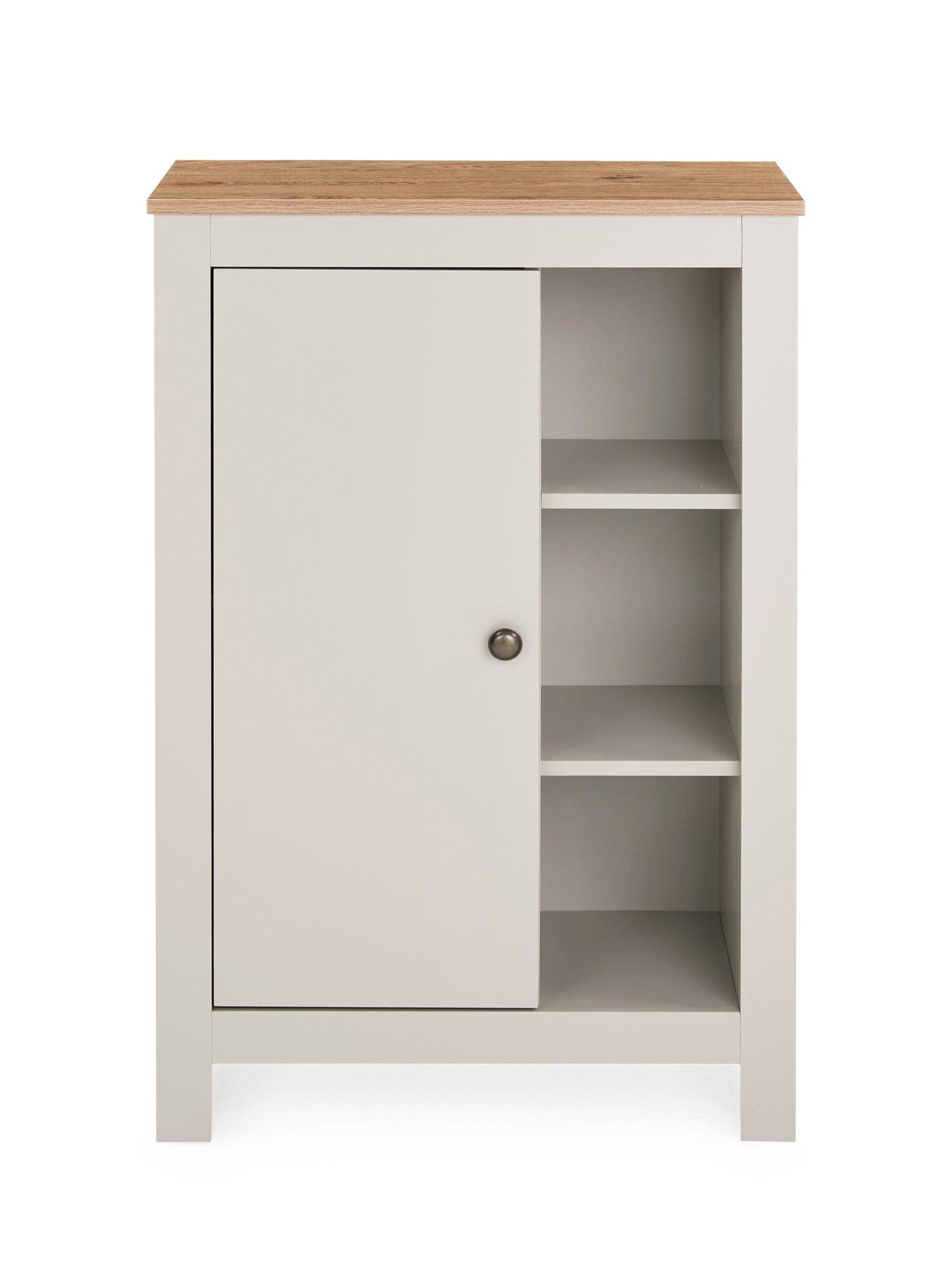 Image 3 of 7 of Very Home Lifton Low Bathroom&nbsp;Cabinet - Light Grey/Wood Effect