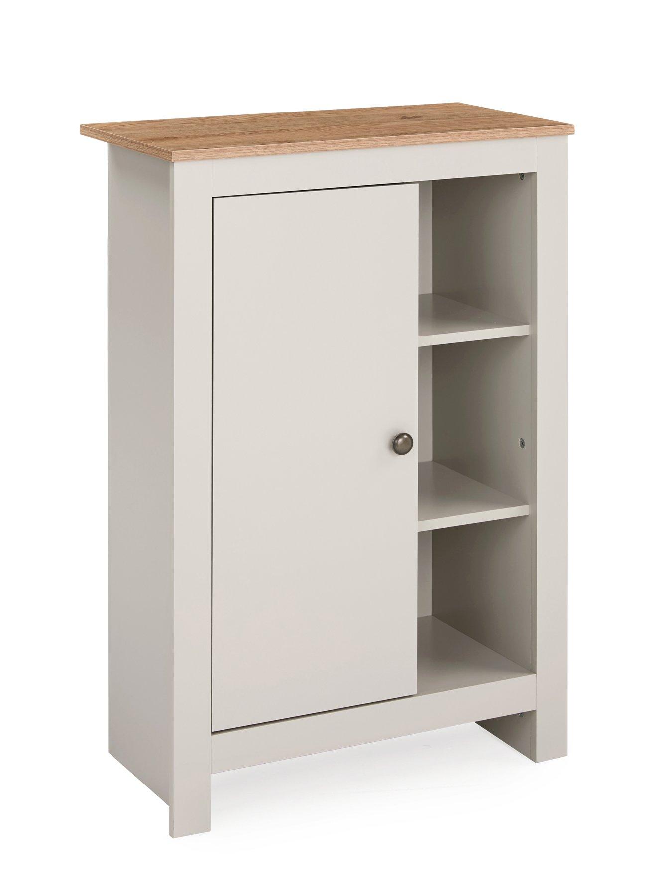 Image 4 of 7 of Very Home Lifton Low Bathroom&nbsp;Cabinet - Light Grey/Wood Effect