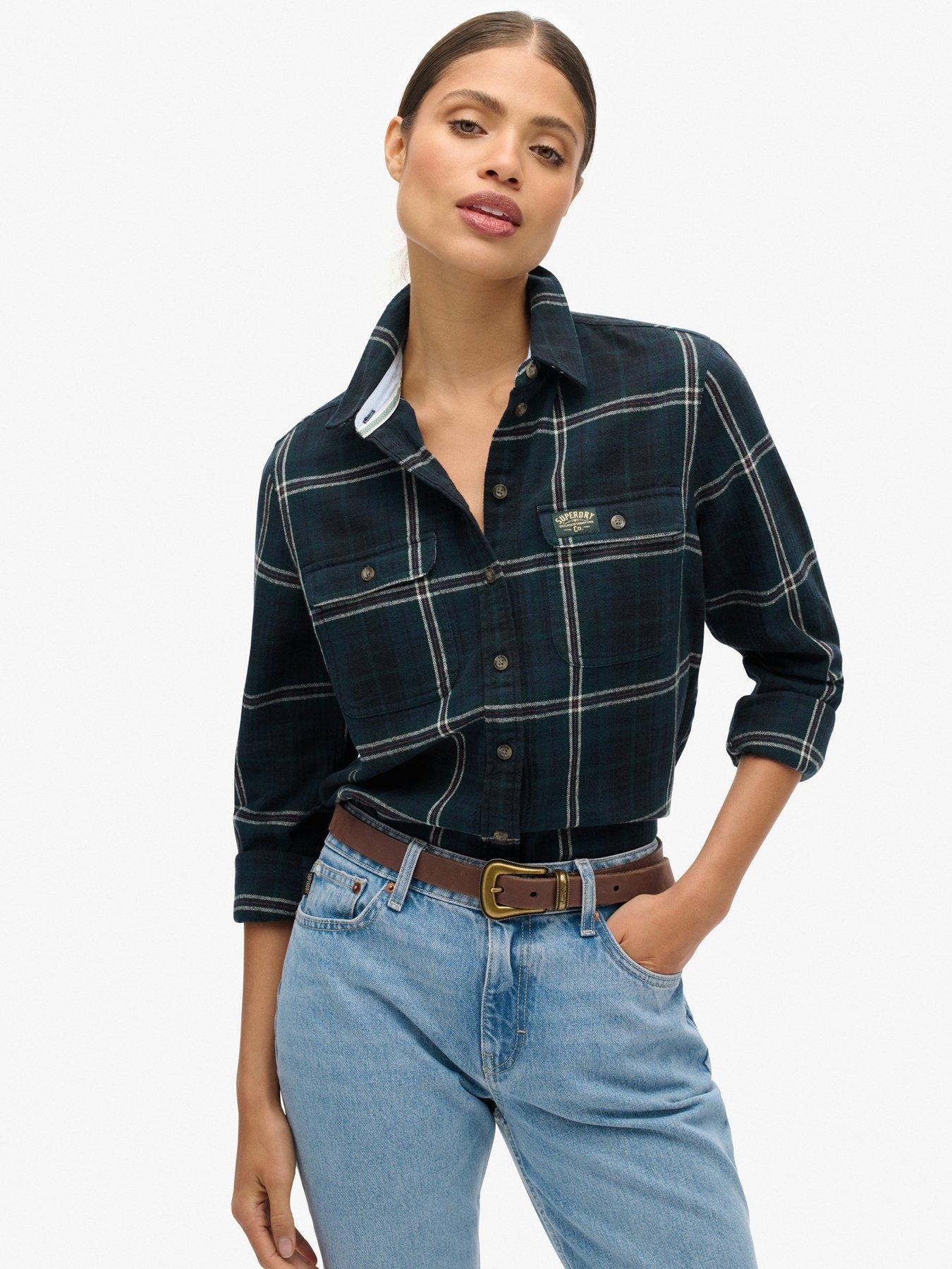 undefined Lumberjack Check Flannel Shirt - Navy