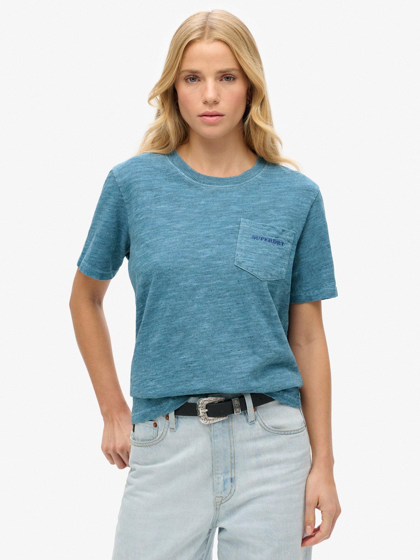 undefined Essential Logo Overdyed T-Shirt - Blue