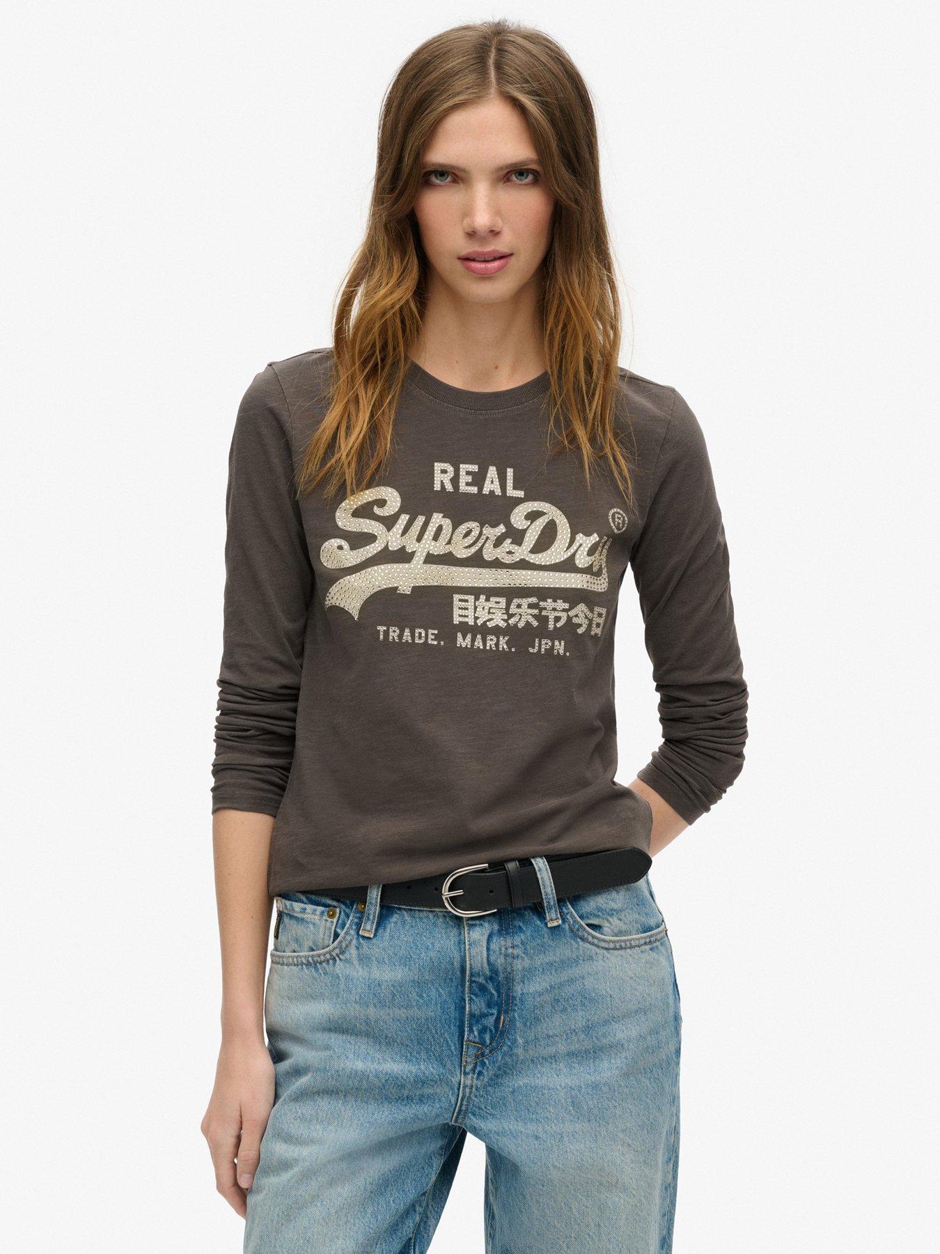 Superdry Embellished Vintage Logo Graphic Top - Black