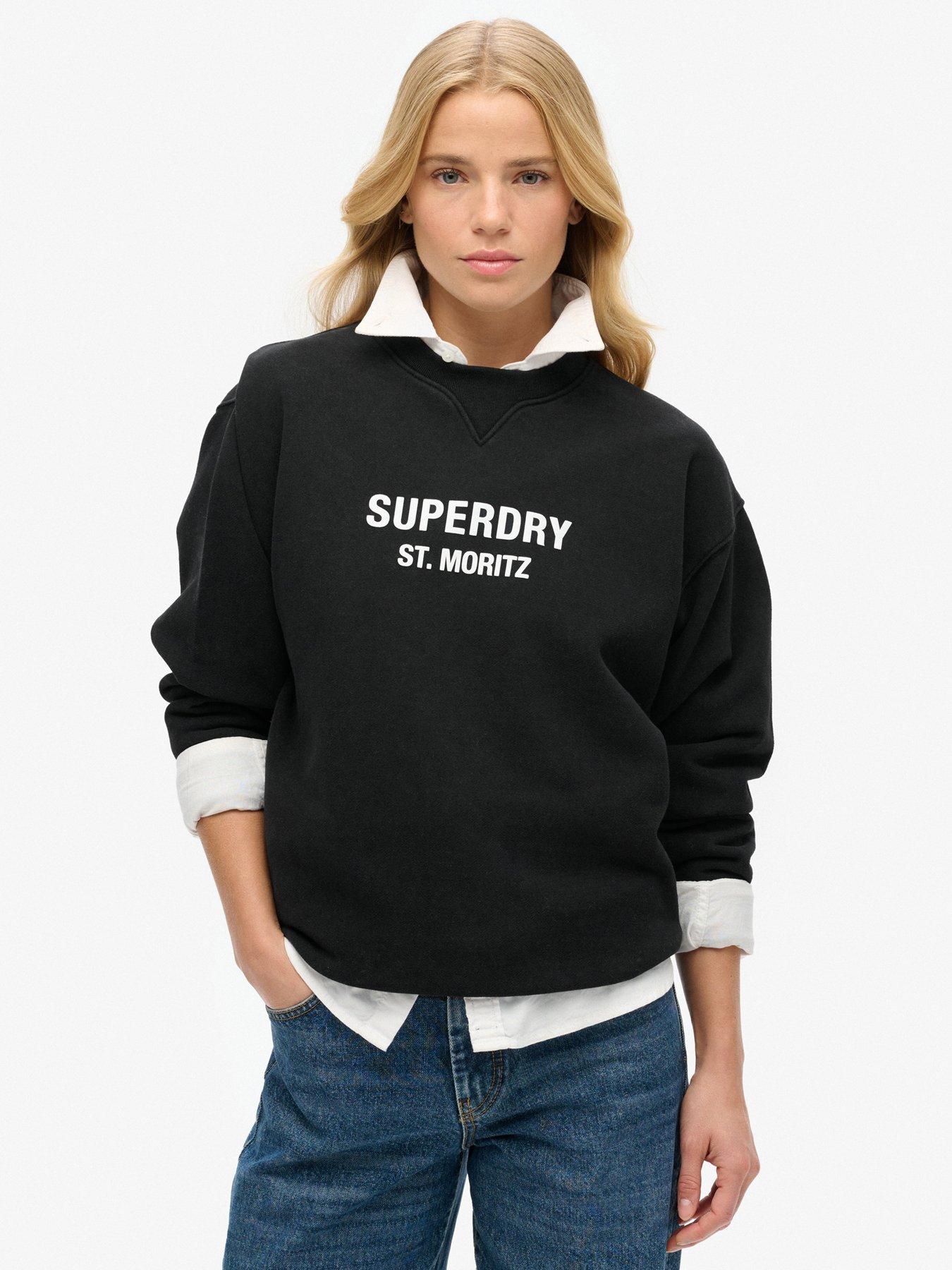 Superdry Sport Luxe Loose Crew Sweatshirt Black Very