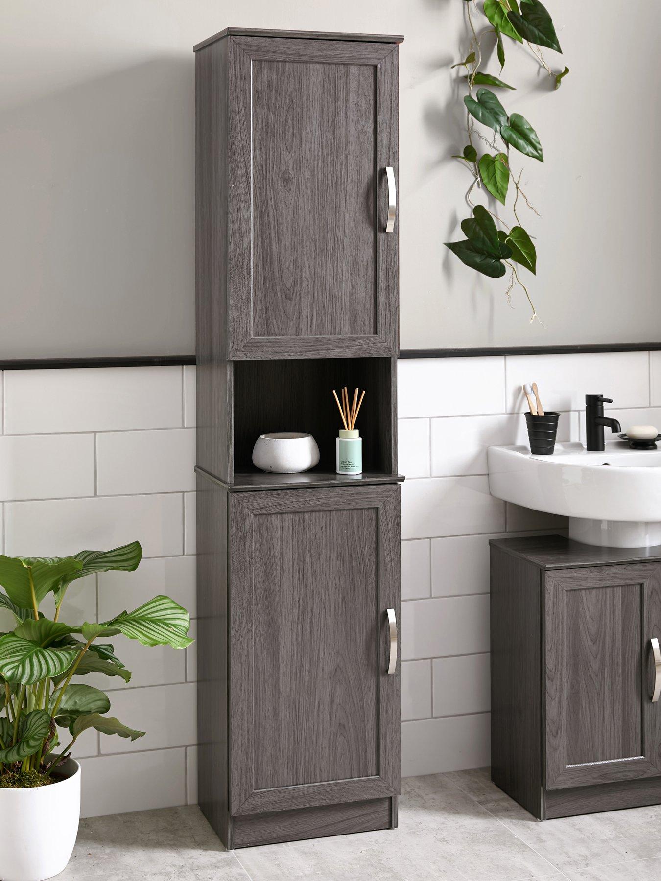 undefined Caledon Tall Bathroom Cabinet - Grey Oak Effect