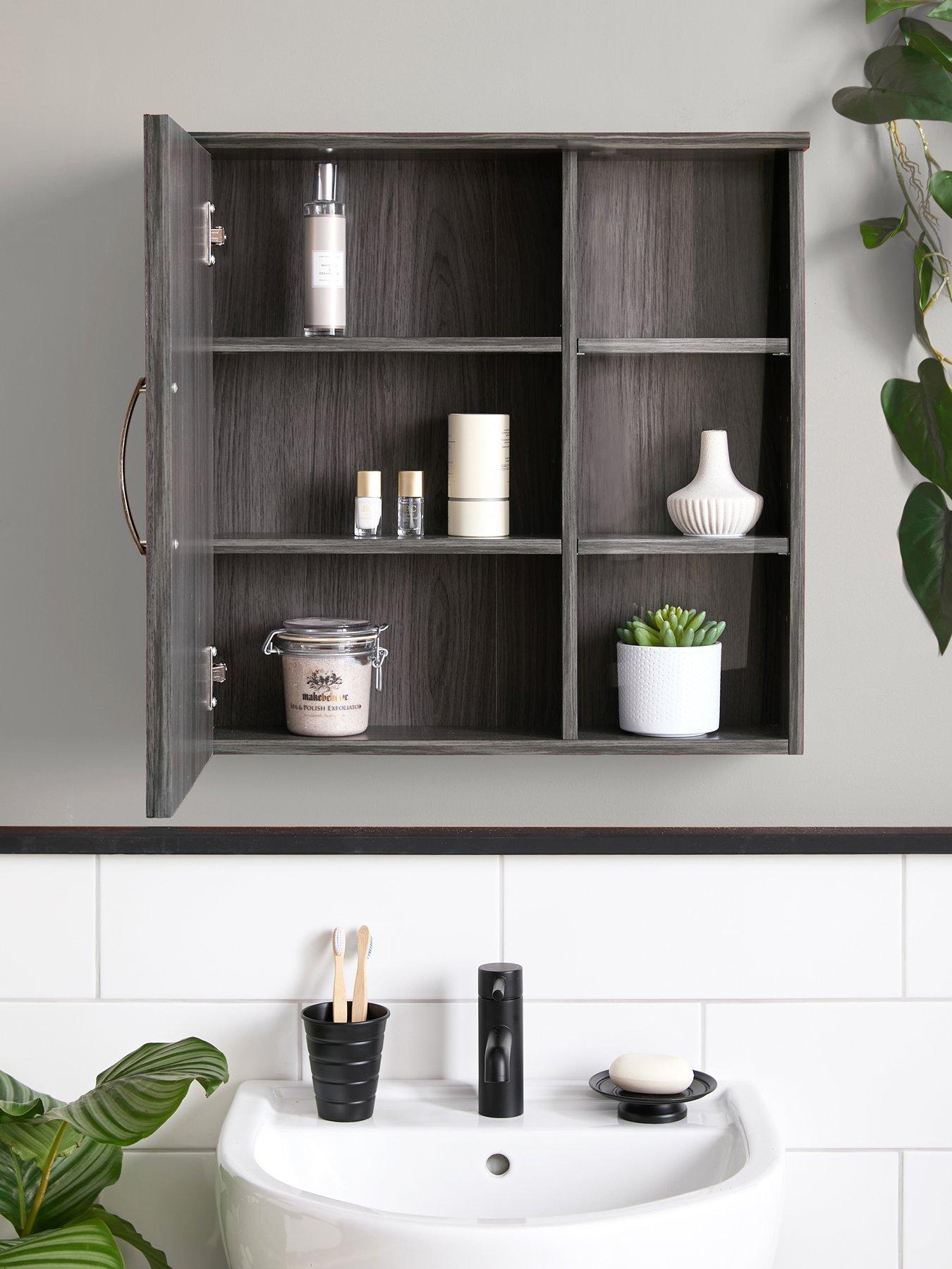 Image 2 of 7 of Very Home Caledon Mirrored Bathroom Wall Cabinet - Grey Oak