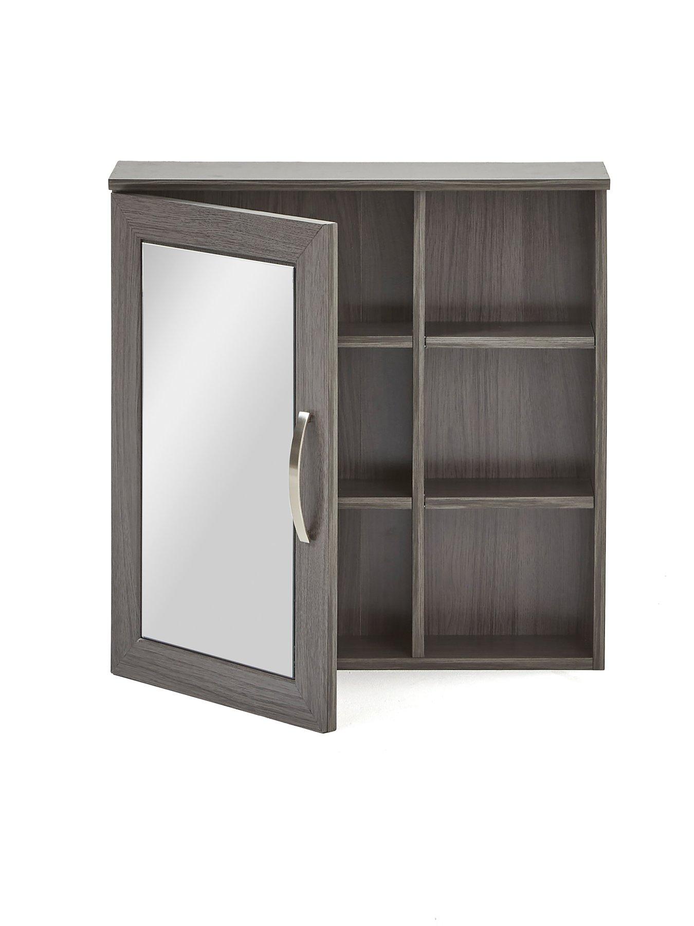 Image 3 of 7 of Very Home Caledon Mirrored Bathroom Wall Cabinet - Grey Oak