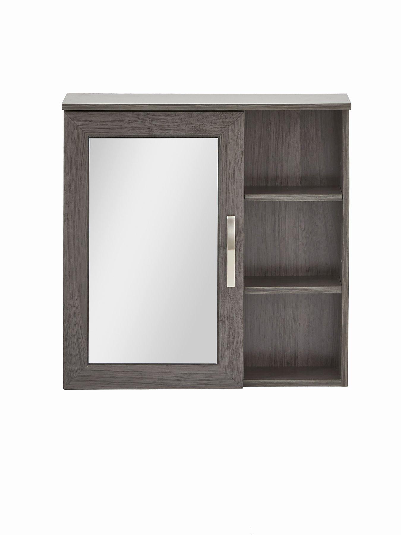 Image 4 of 7 of Very Home Caledon Mirrored Bathroom Wall Cabinet - Grey Oak