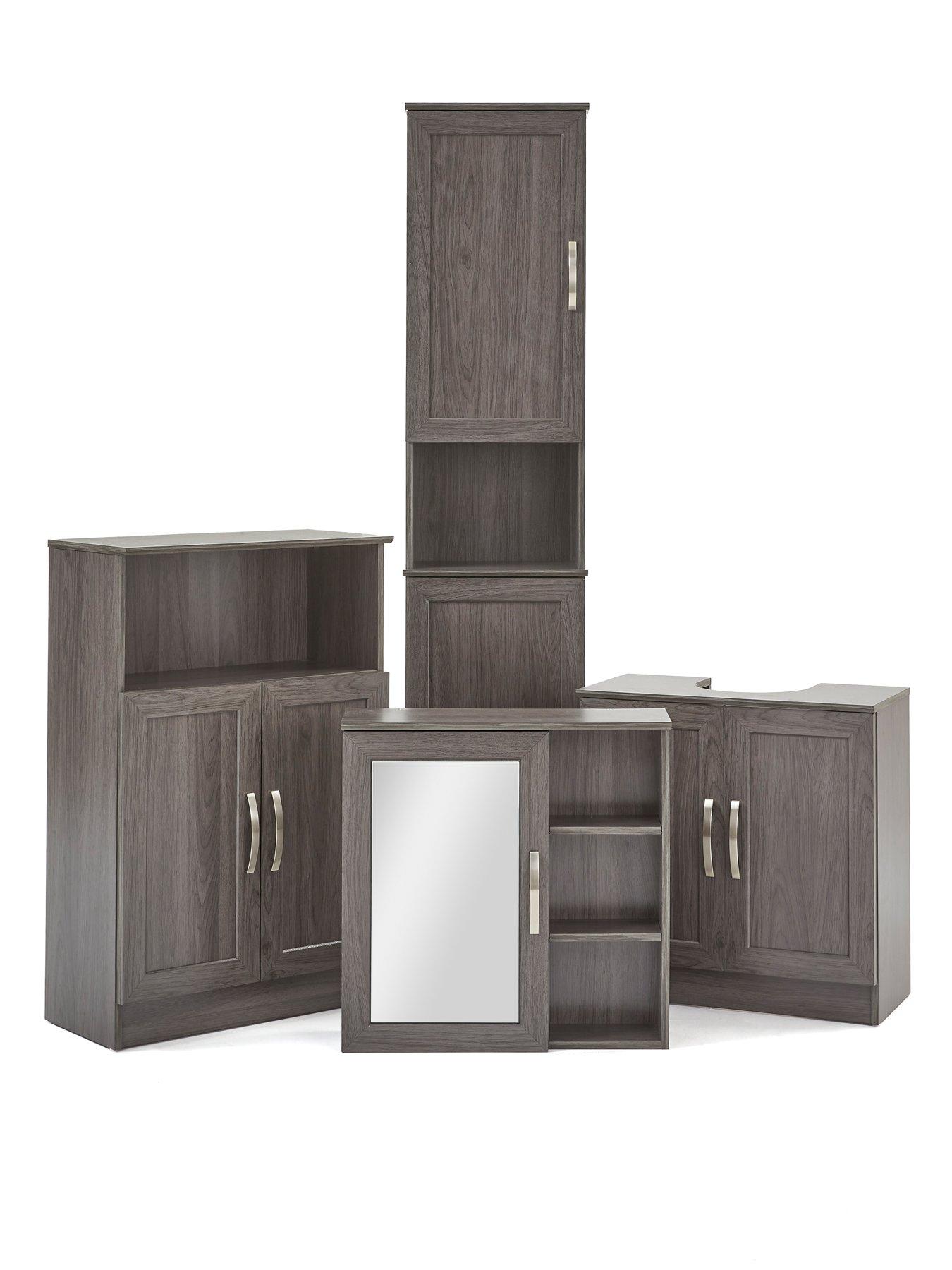Image 6 of 7 of Very Home Caledon Mirrored Bathroom Wall Cabinet - Grey Oak
