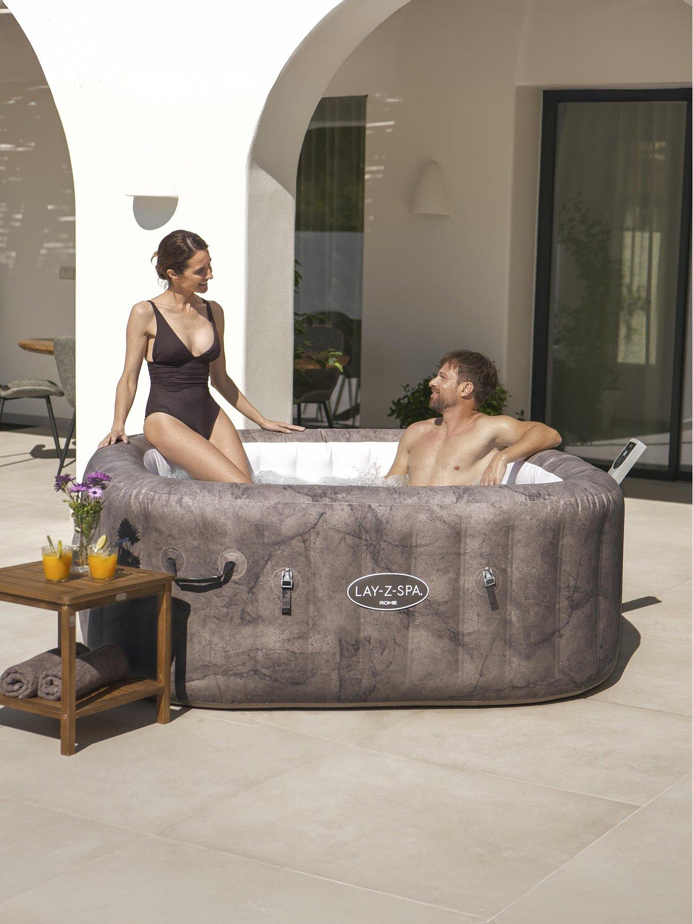 Image 6 of 7 of Lay-Z-Spa Rome MaxHold EnergySense UltraFit Smart AirJet 6 Brown Marble Square (4-6 adults)