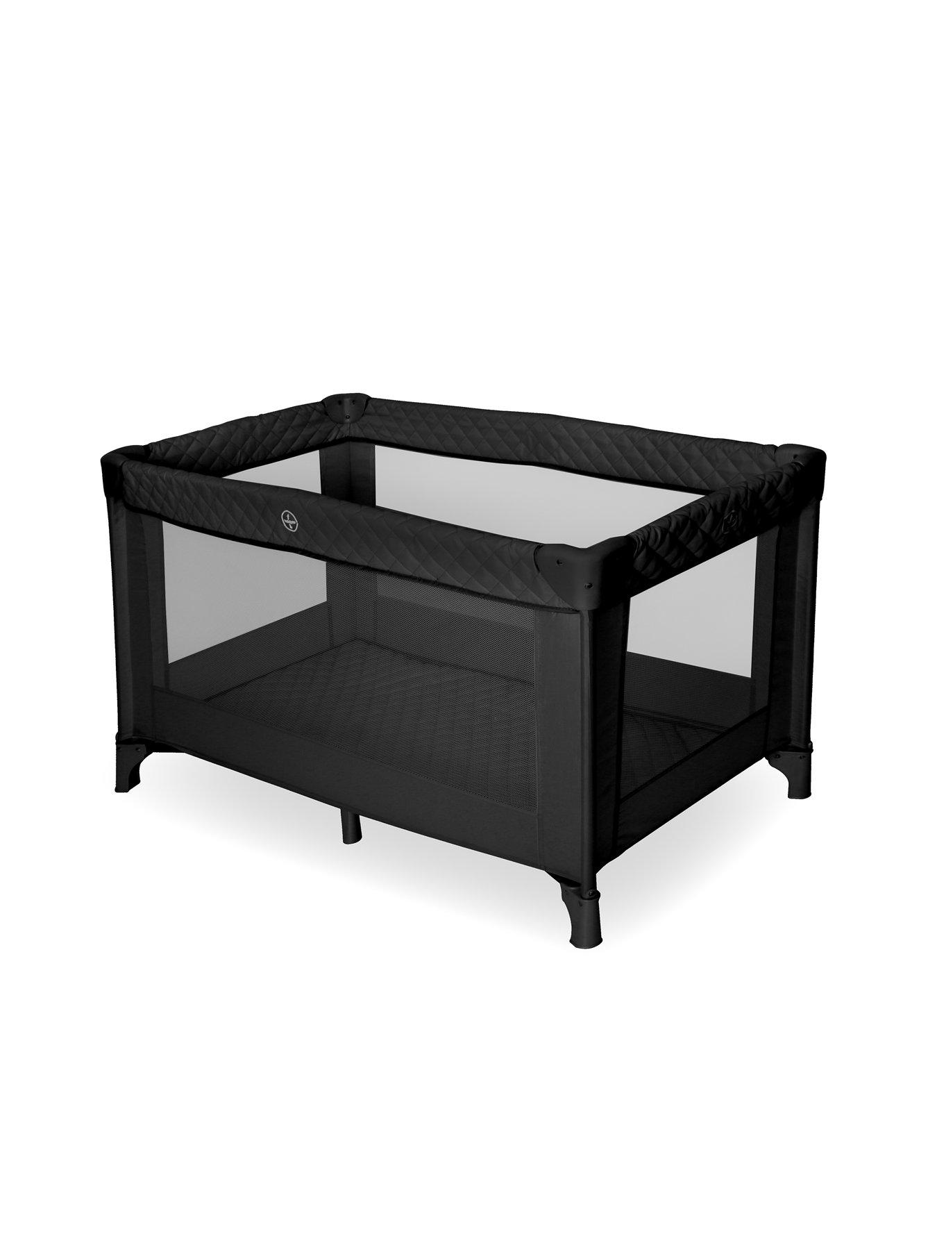 Product photograph of My Babiie Black Quilted Travel Cot from very.co.uk