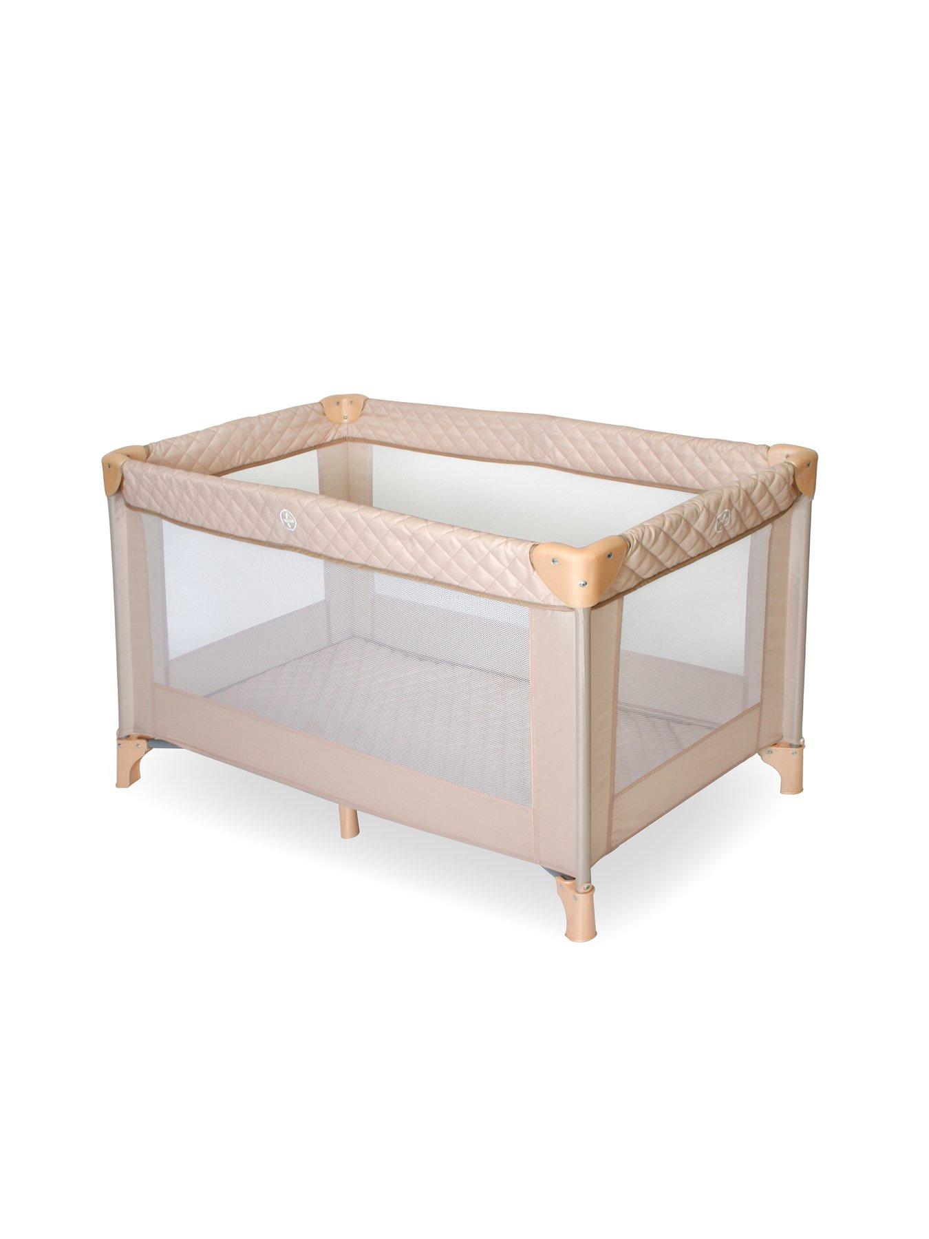 Product photograph of My Babiie Blush Quilted Travel Cot from very.co.uk