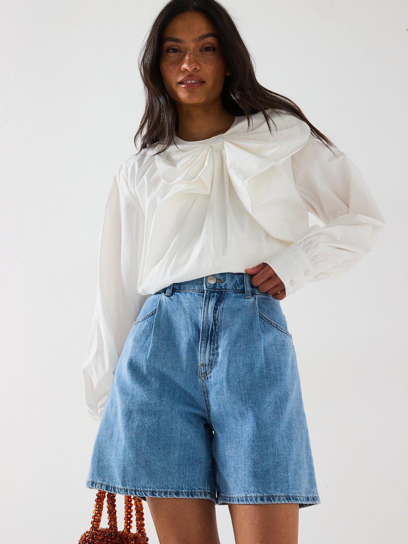 Image 1 of 6 of V by Very Bow Cotton&nbsp;Blouse