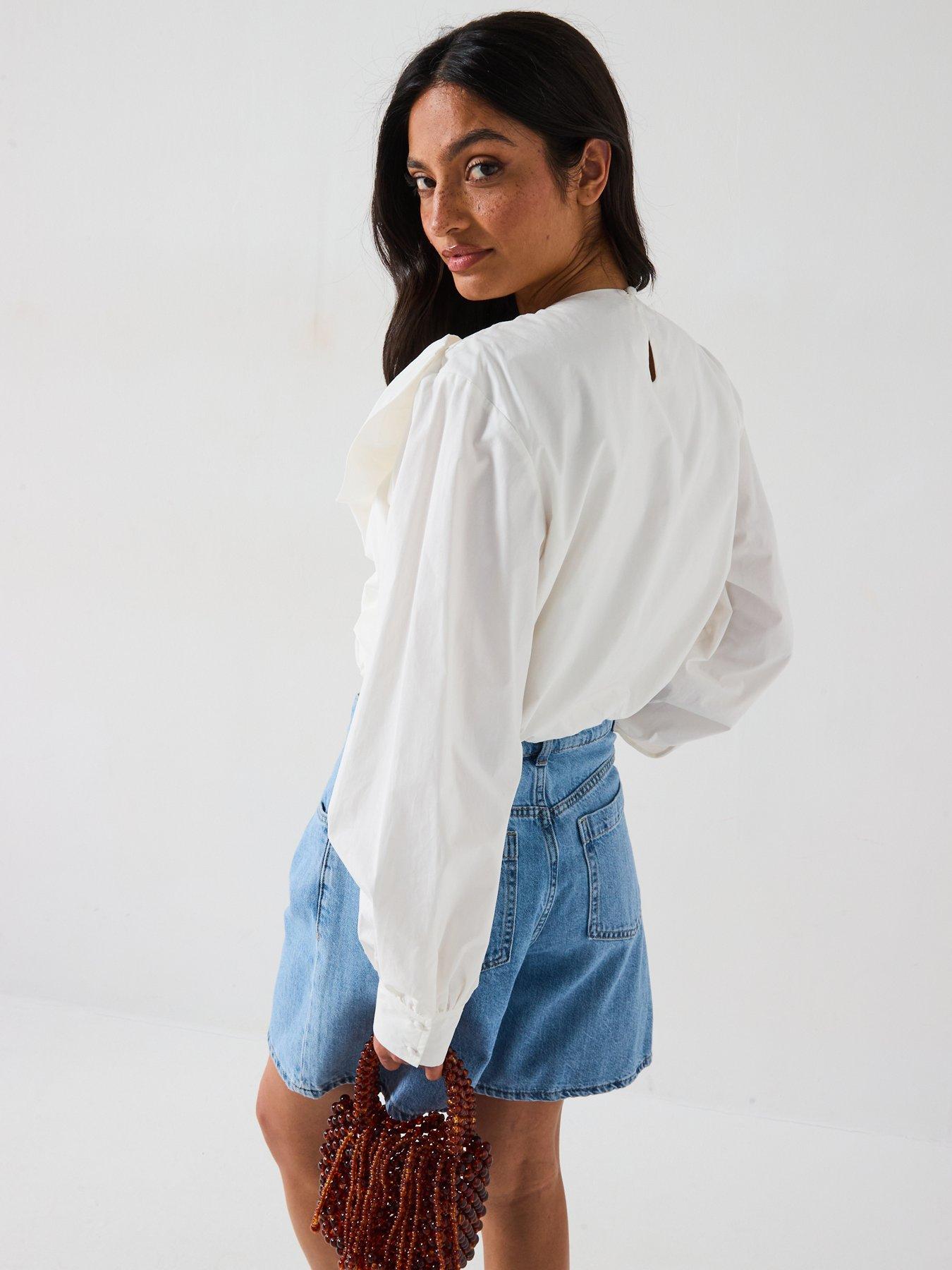 Image 2 of 6 of V by Very Bow Cotton&nbsp;Blouse