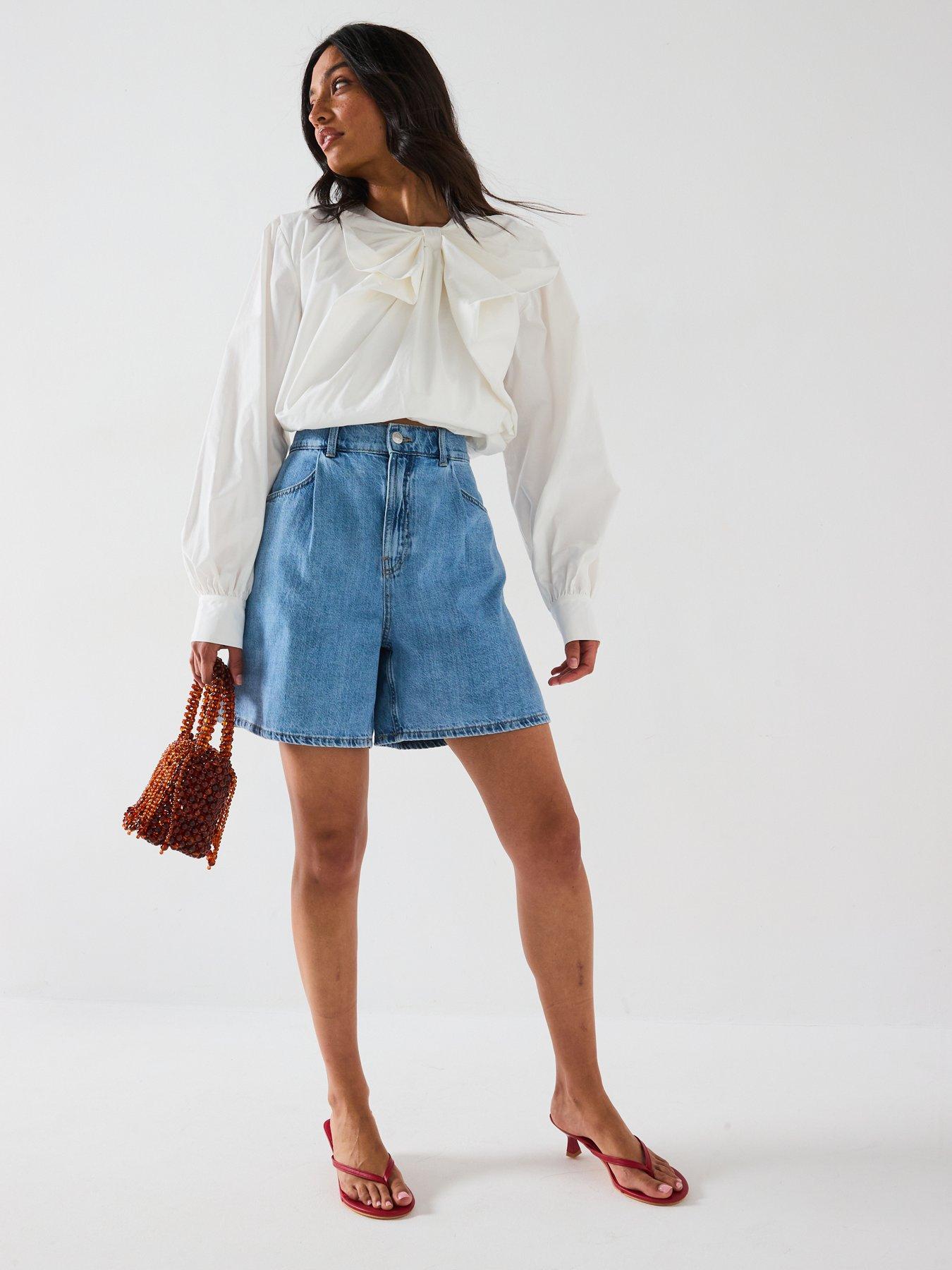Image 3 of 6 of V by Very Bow Cotton&nbsp;Blouse