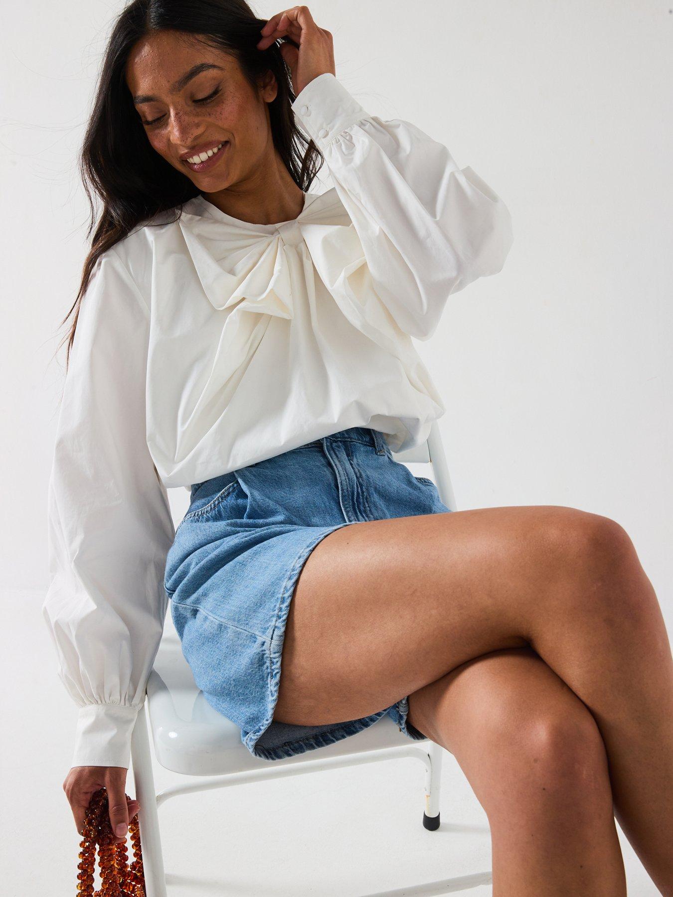 Image 4 of 6 of V by Very Bow Cotton&nbsp;Blouse