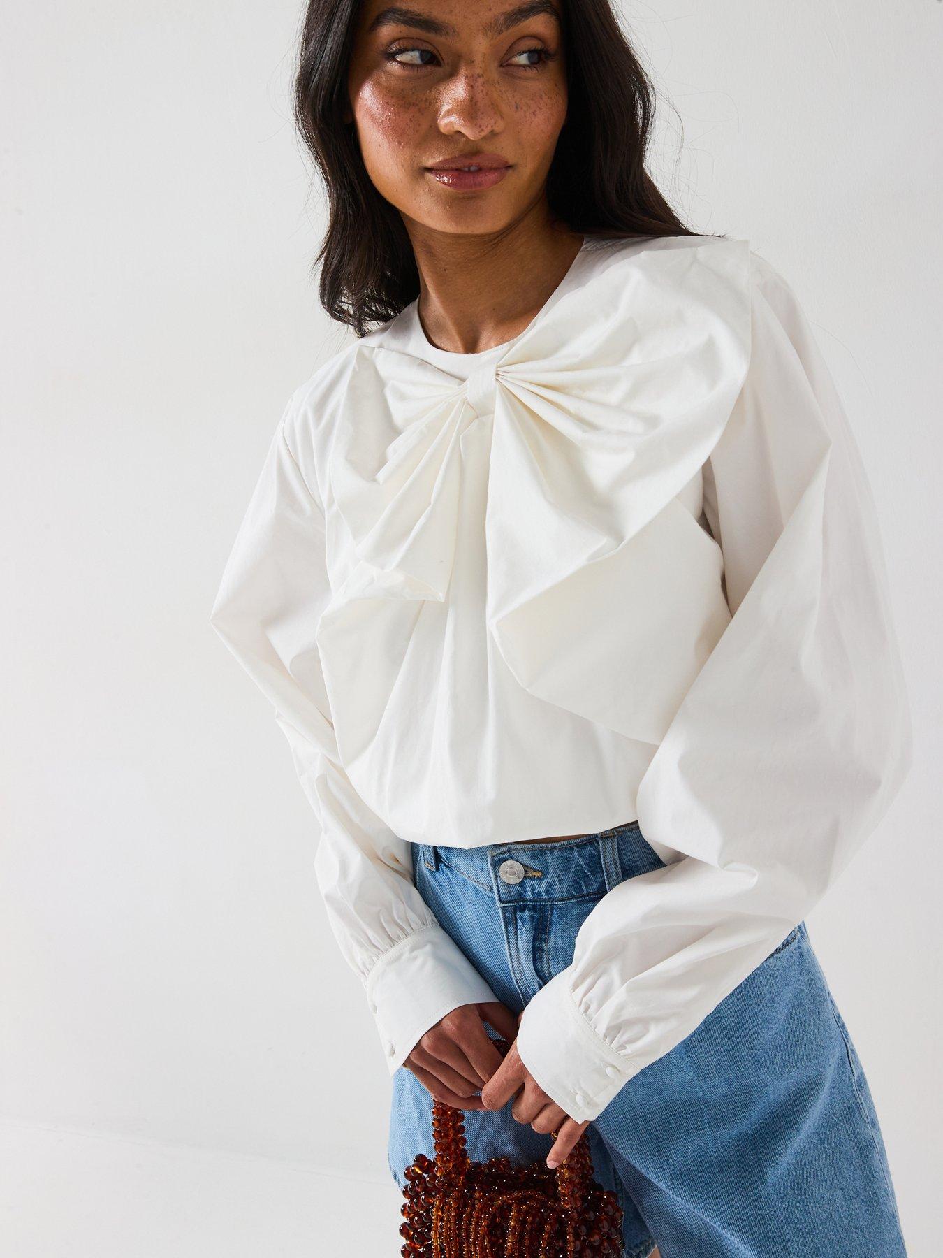 Image 5 of 6 of V by Very Bow Cotton&nbsp;Blouse