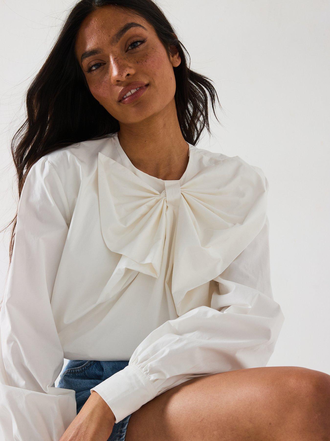 Image 6 of 6 of V by Very Bow Cotton&nbsp;Blouse
