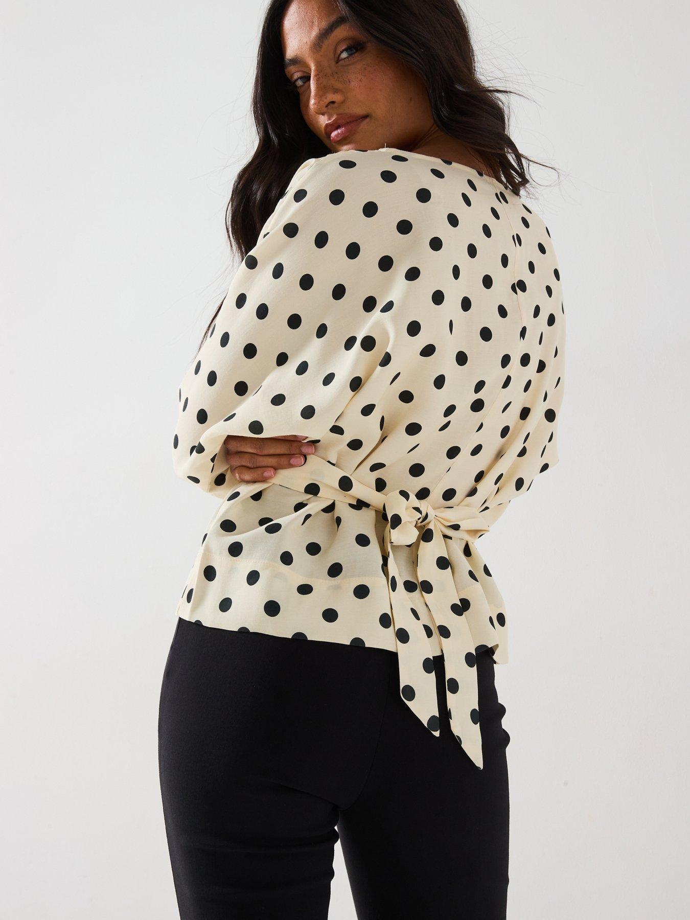 Image 2 of 6 of V by Very Pintuck Polka Dot Blouse