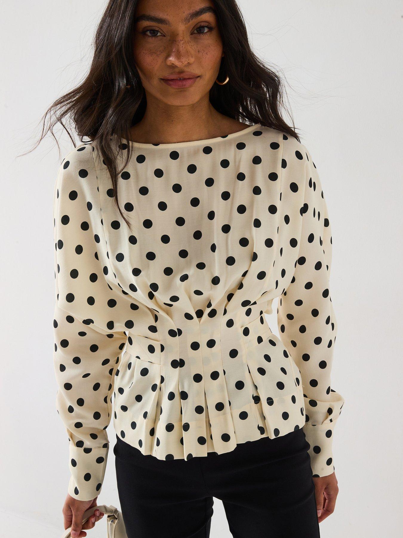 Image 3 of 6 of V by Very Pintuck Polka Dot Blouse