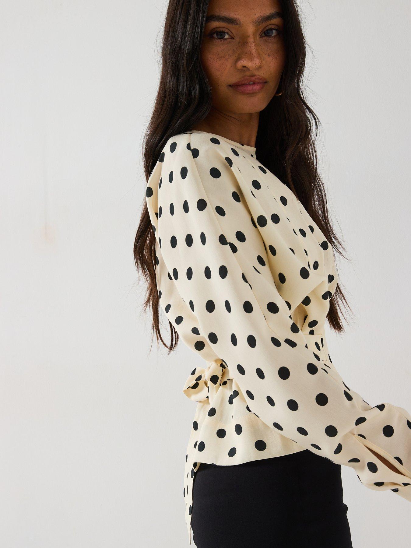 Image 4 of 6 of V by Very Pintuck Polka Dot Blouse