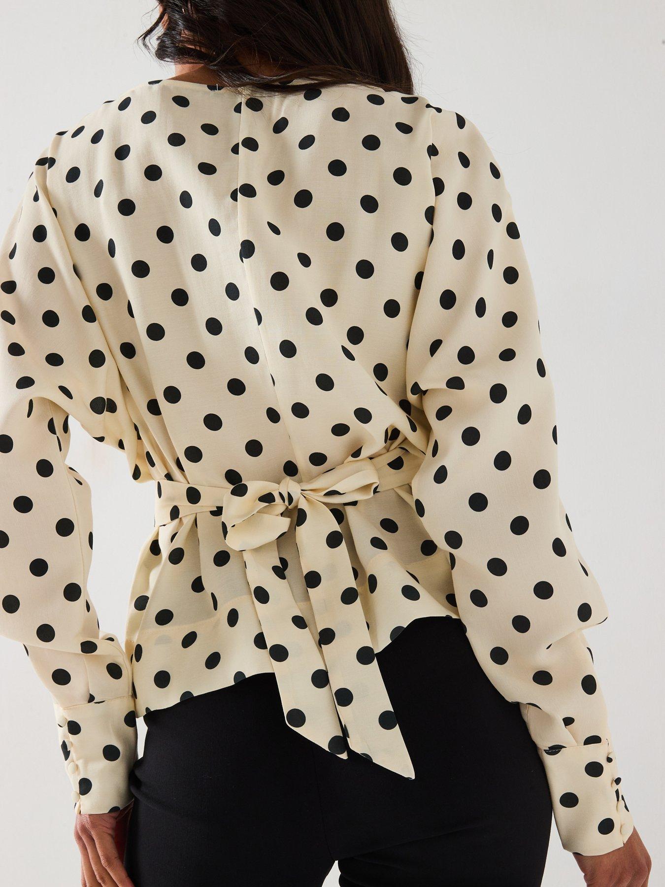 Image 6 of 6 of V by Very Pintuck Polka Dot Blouse