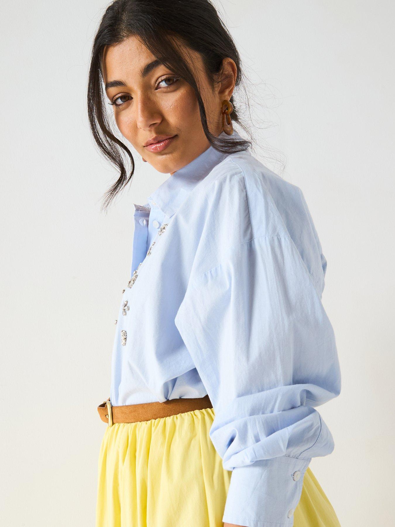 Image 6 of 6 of V by Very Cropped Sequin Shirt - Blue