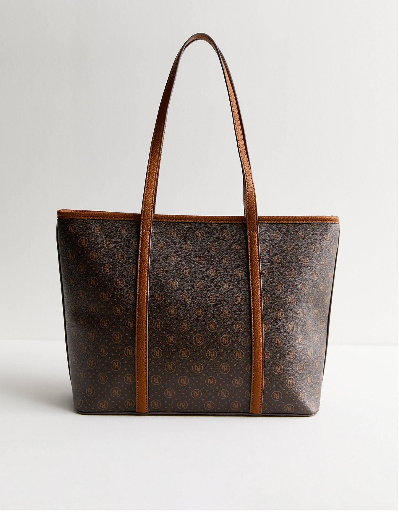 New Look Brown Monogram Faux Leather Tote Bag | Very