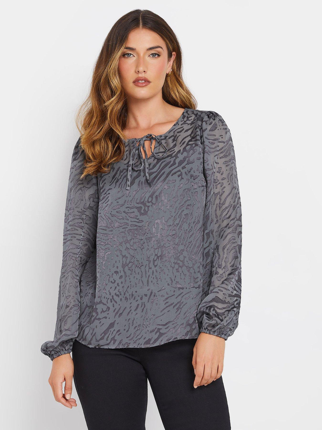undefined Tall Burnout Gypsy Top - Grey