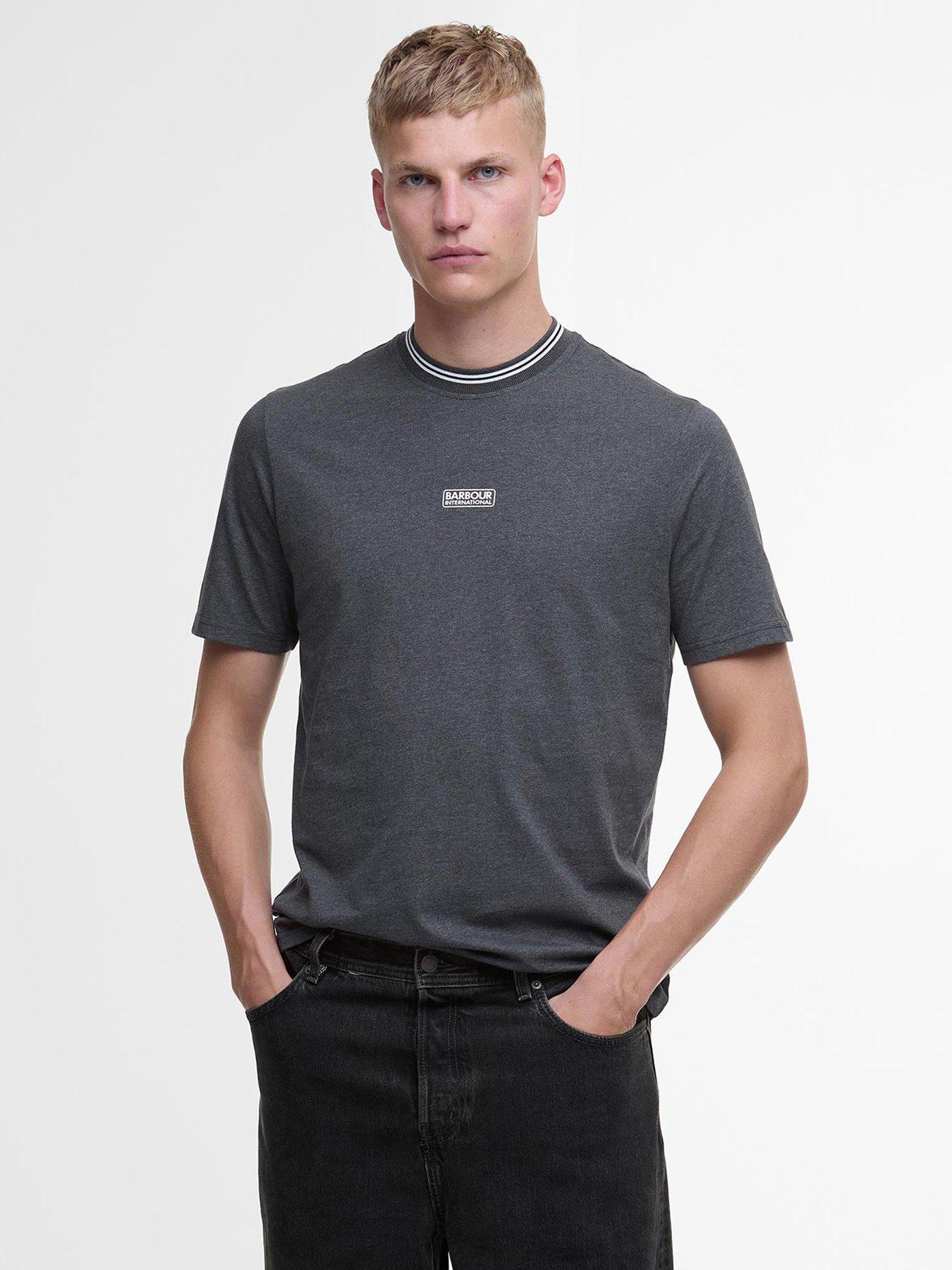 undefined Central Logo Tipped T-Shirt - Dark Grey