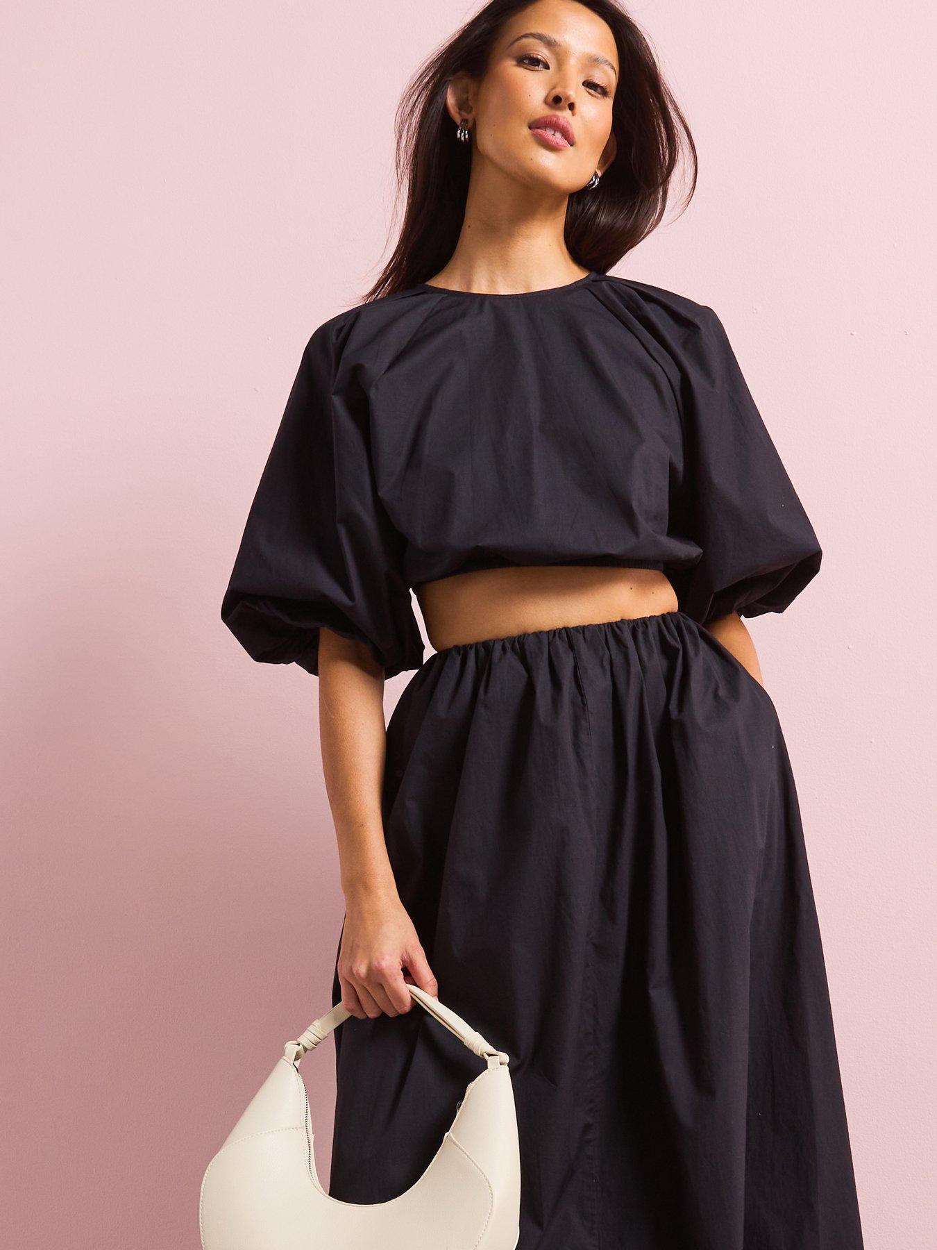 Image 6 of 6 of V by Very Cotton Puffball Midi Skirt Co-ord