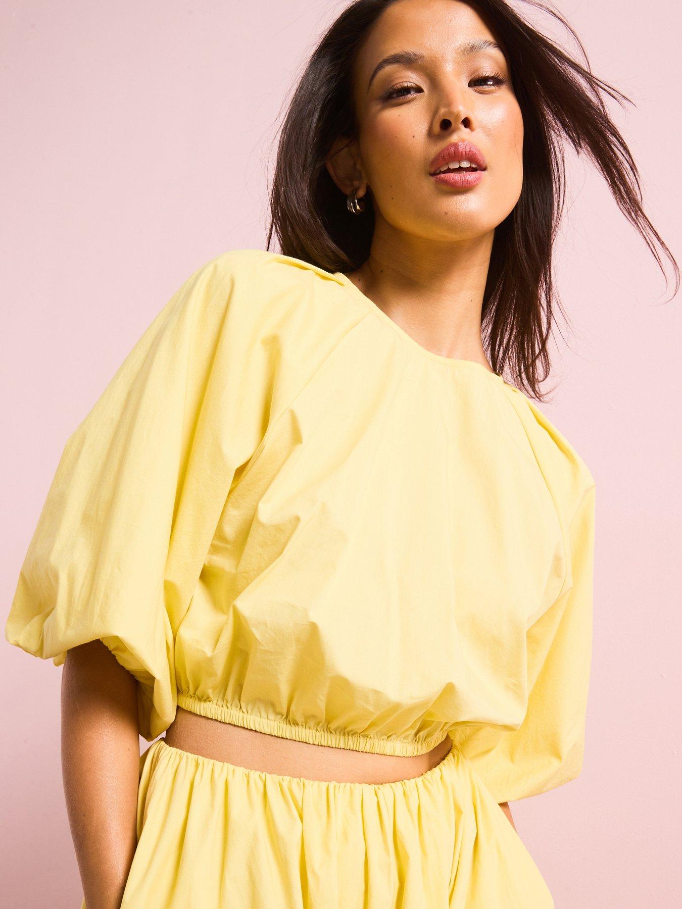 undefined Cotton Puff Sleeve Blouse - Yellow