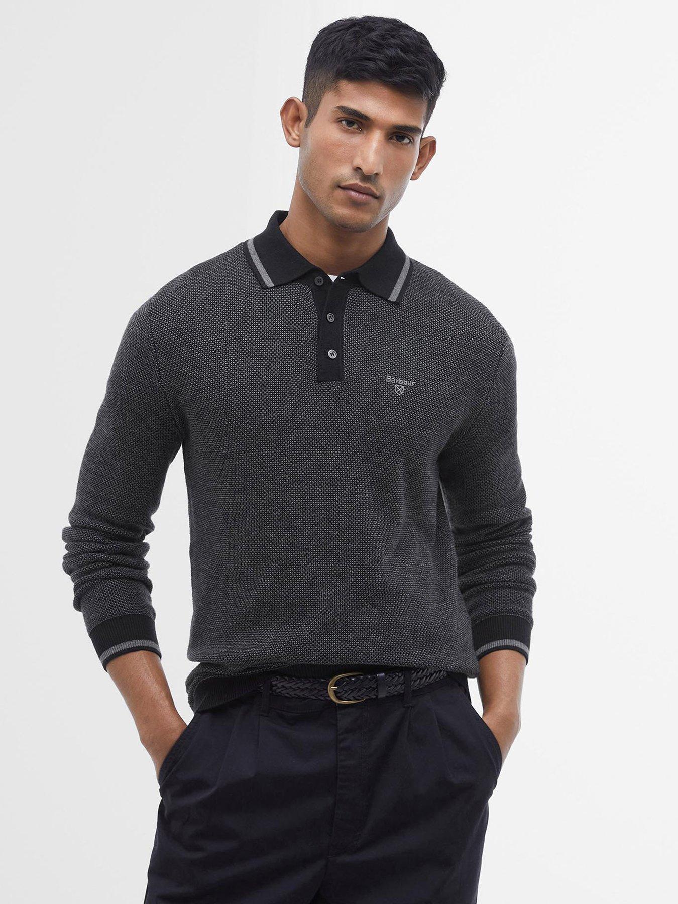 undefined Hilden Knitted Polo Shirt - Dark Grey