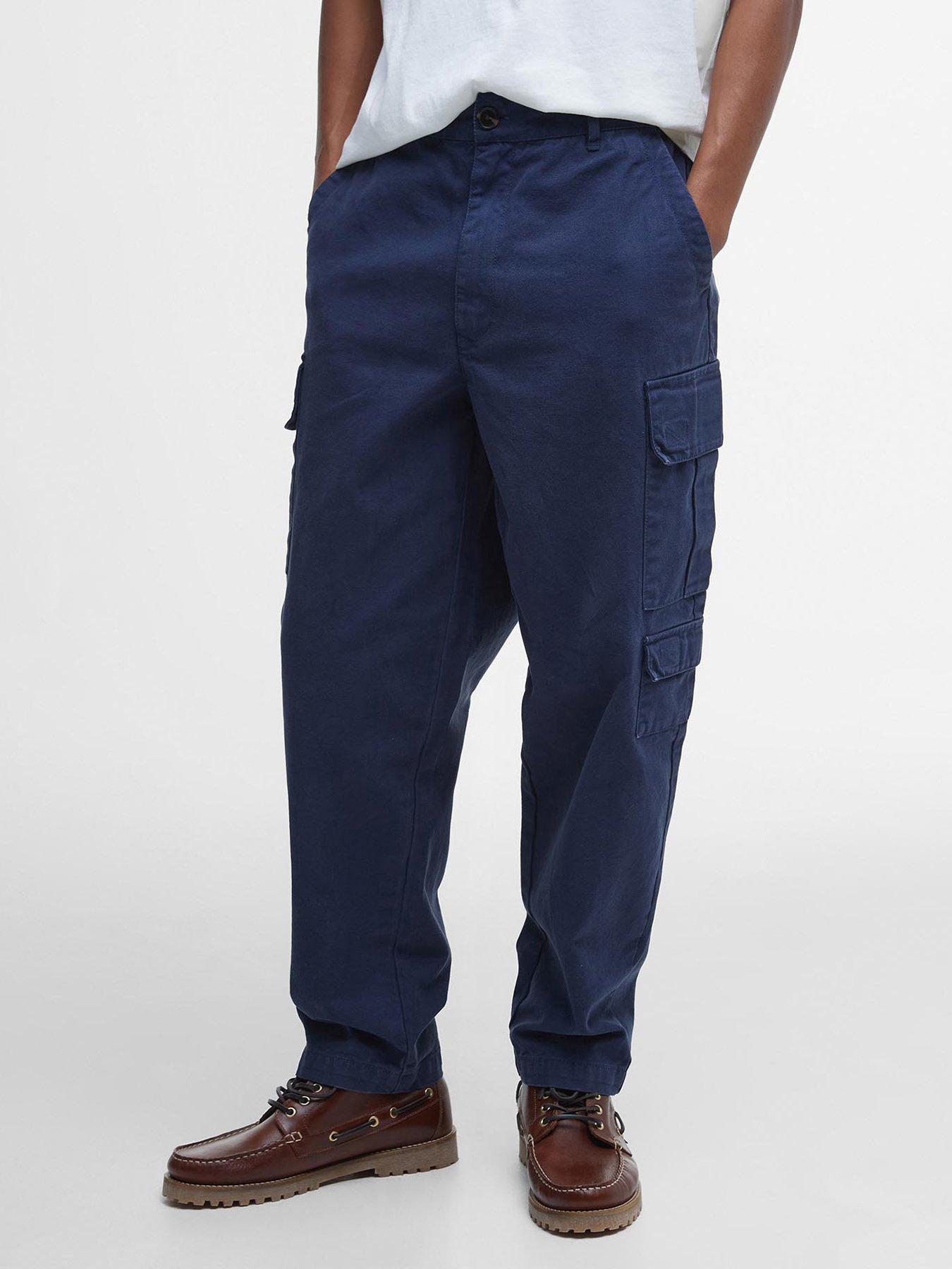undefined Deepdale Relaxed Fit Canvas Casual Trousers - Navy
