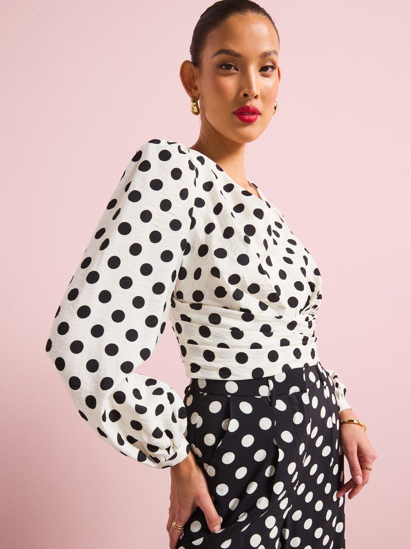 undefined Polka Dot Blouse Co-Ord - White