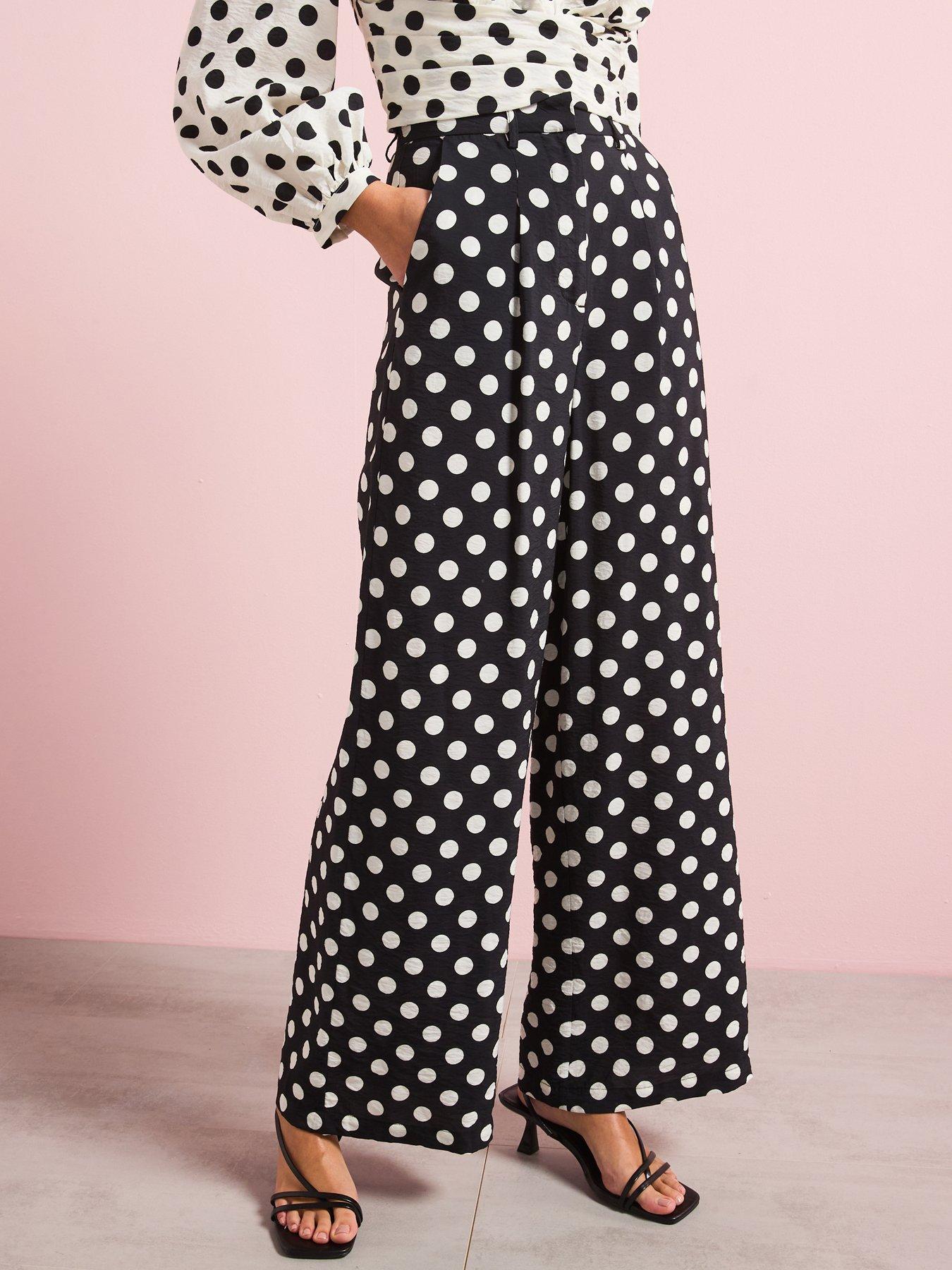 Image 2 of 6 of V by Very Polka Dot Trouser Co-Ord - Black