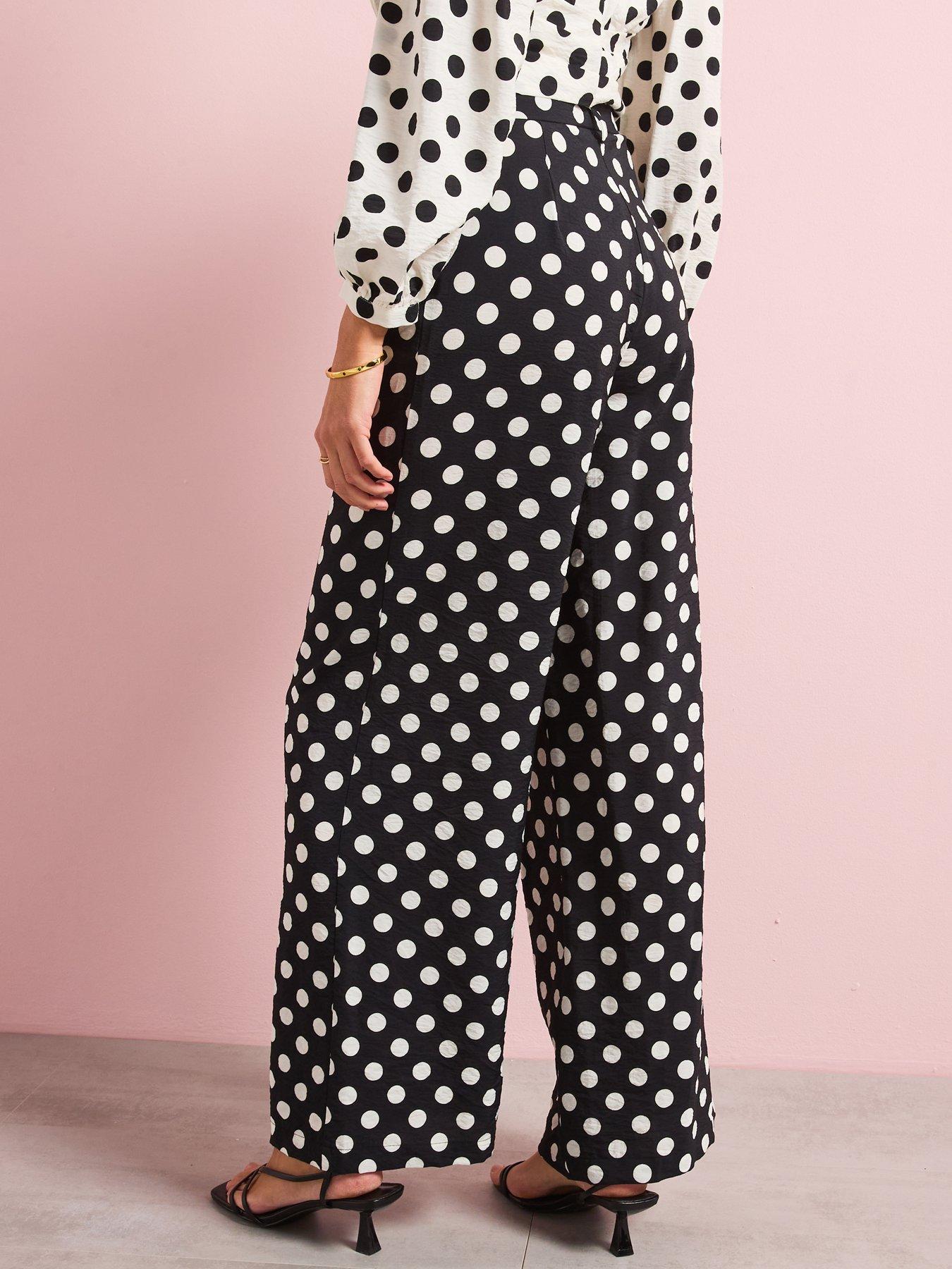 Image 3 of 6 of V by Very Polka Dot Trouser Co-Ord - Black