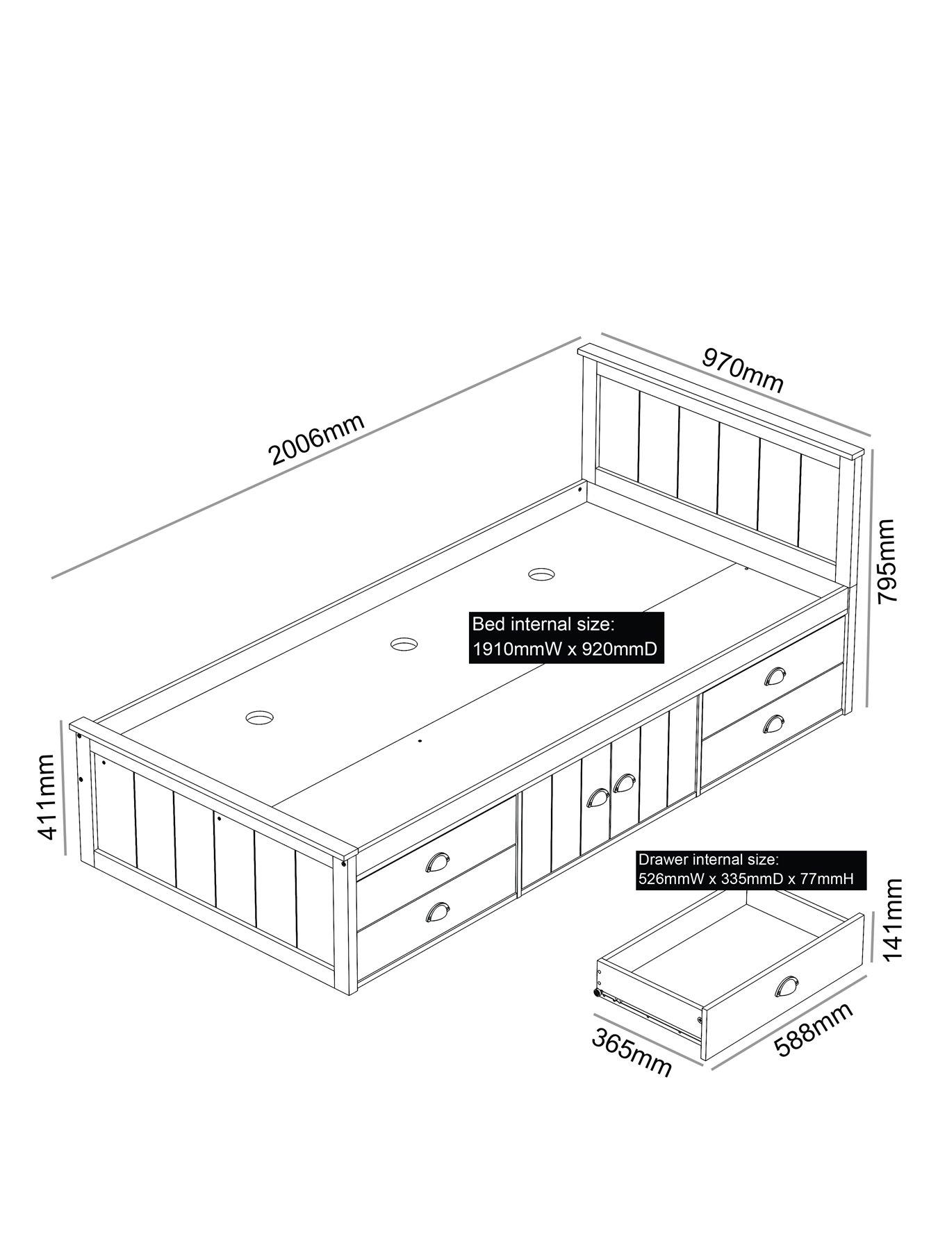 Image 7 of 7 of The Very Collection Atlanta Kids Single Bed with Drawer and Cupboard Storage plus Mattress Options (Buy &amp; SAVE!) - White