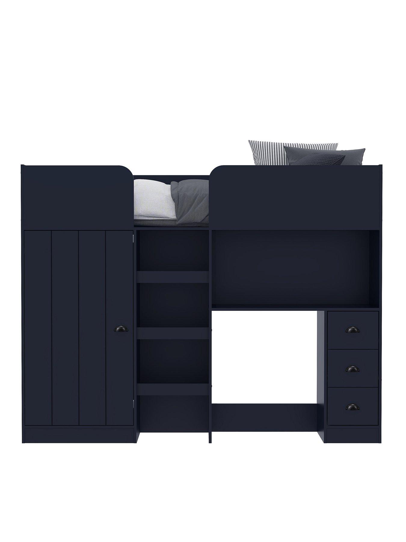 Image 3 of 7 of Very Home Atlanta High Sleeper Bed with Mattress Options (Buy &amp; SAVE!) - Navy