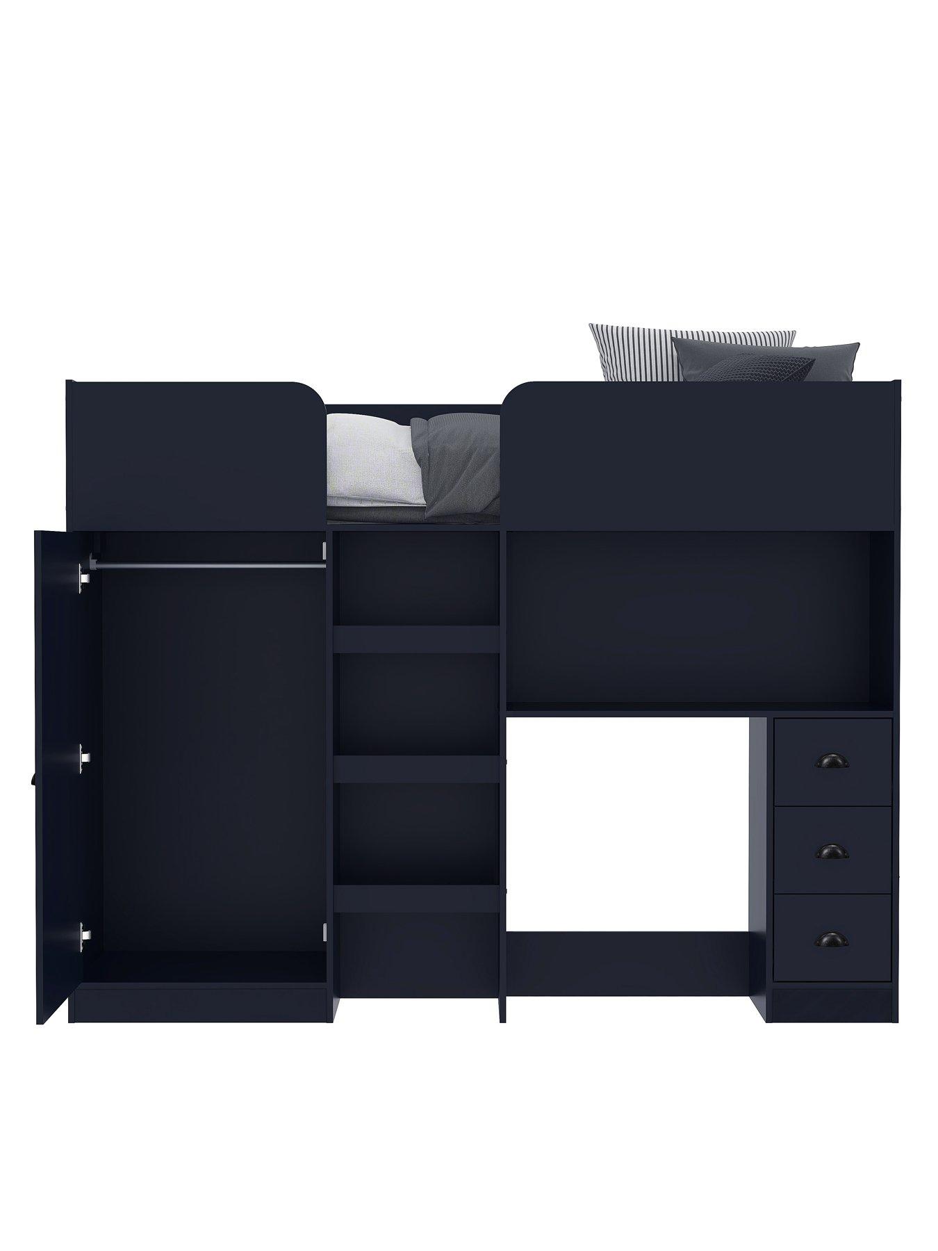 Image 5 of 7 of Very Home Atlanta High Sleeper Bed with Mattress Options (Buy &amp; SAVE!) - Navy