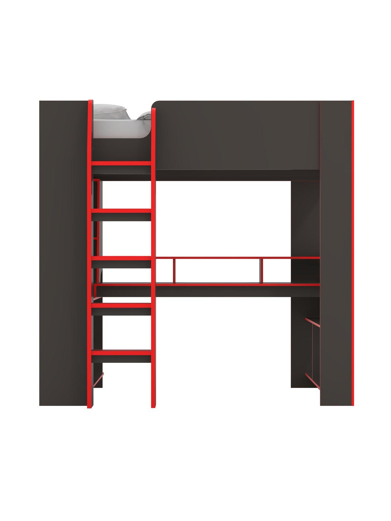 Image 3 of 4 of Very Home Fenner High Sleeper Gaming Bed with Desk, Shelves and Mattress Options (Buy &amp; SAVE!)