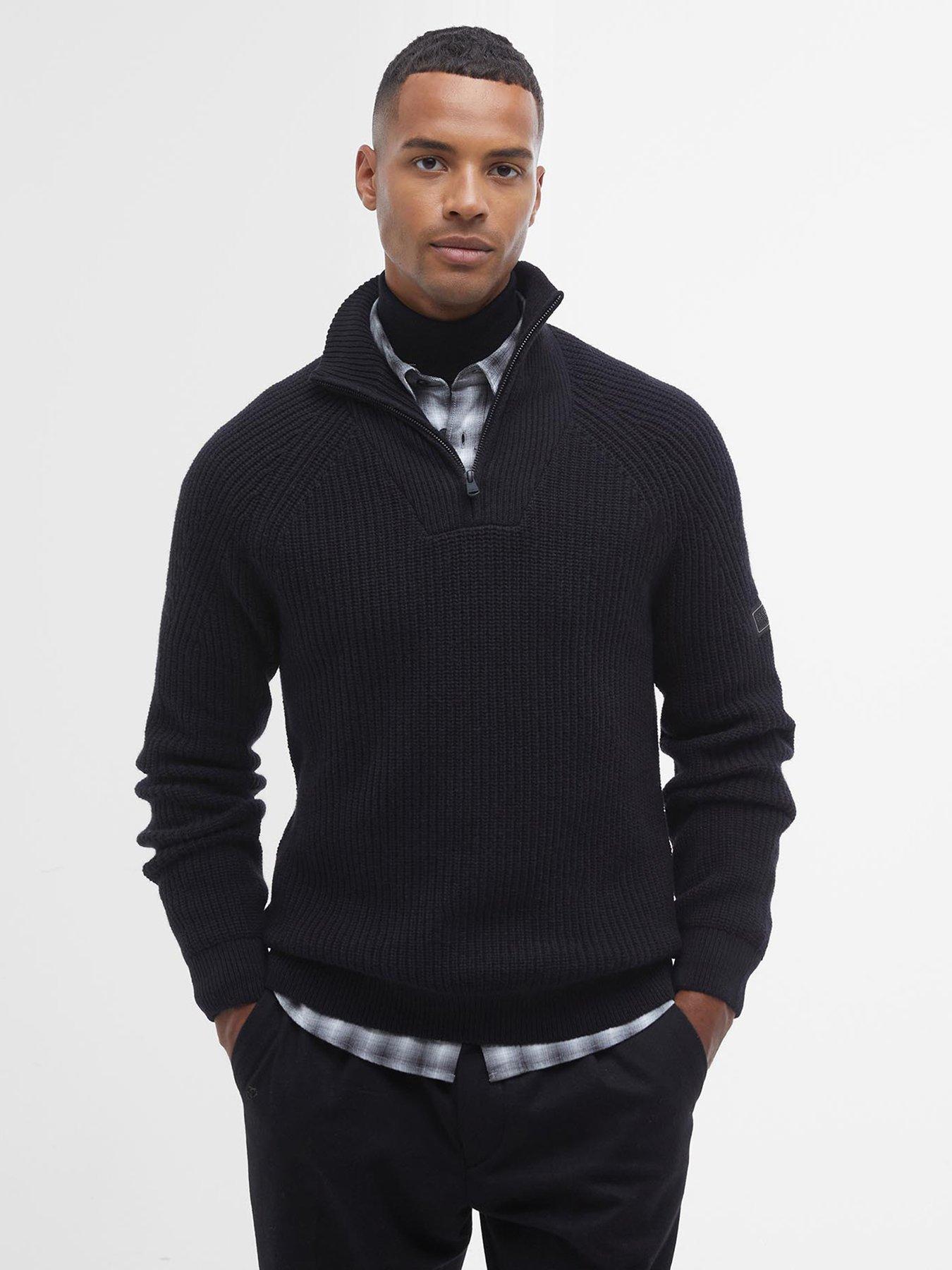 Image 1 of 5 of Barbour International Chester Half Zip Knitted Jumper - Black