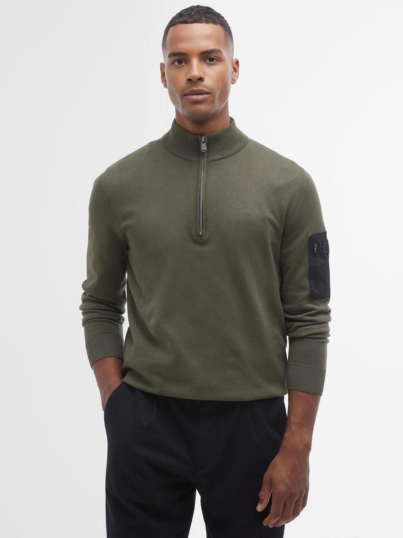 Image 1 of 5 of Barbour International Blades Cotton Half Zip Knitted Jumper - Khaki