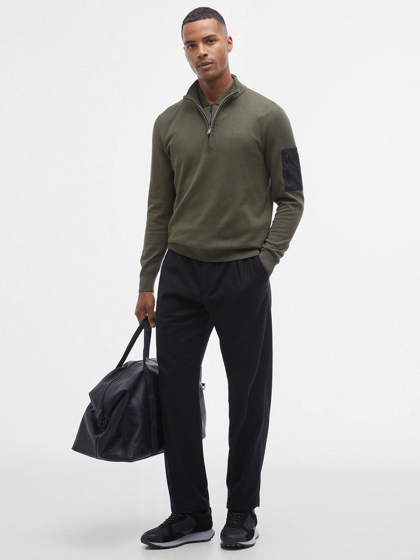 Image 3 of 5 of Barbour International Blades Cotton Half Zip Knitted Jumper - Khaki