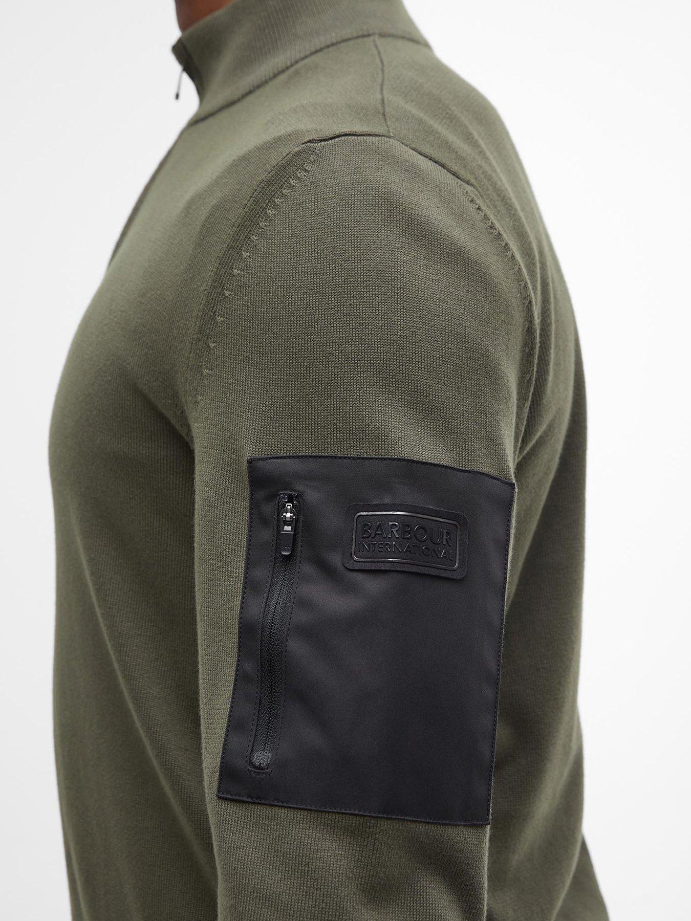 Image 5 of 5 of Barbour International Blades Cotton Half Zip Knitted Jumper - Khaki
