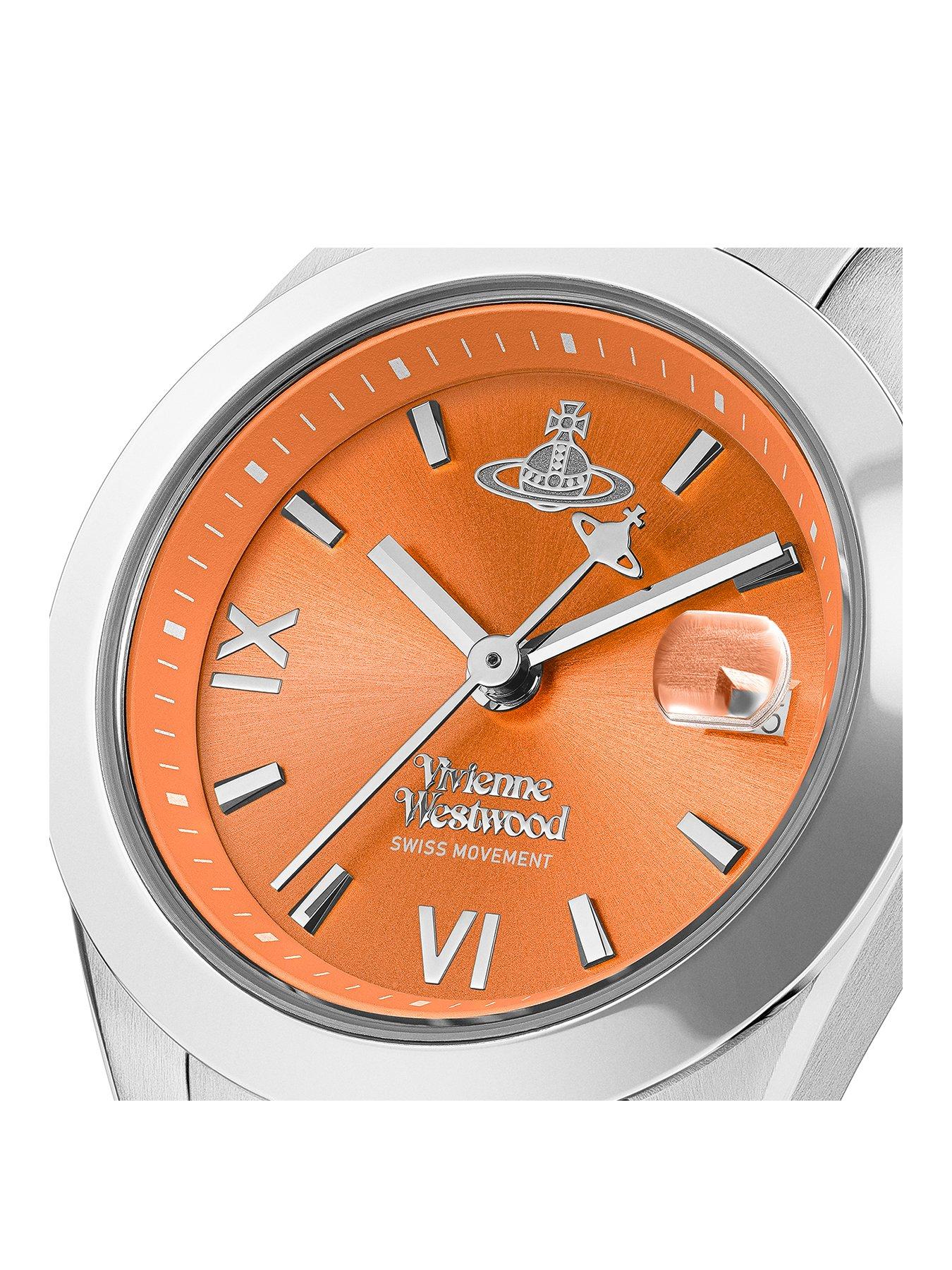 Image 2 of 5 of Vivienne Westwood Fenchurch Ladies Quartz Watch with Orange Dial &amp; Stainless Steel Bracelet