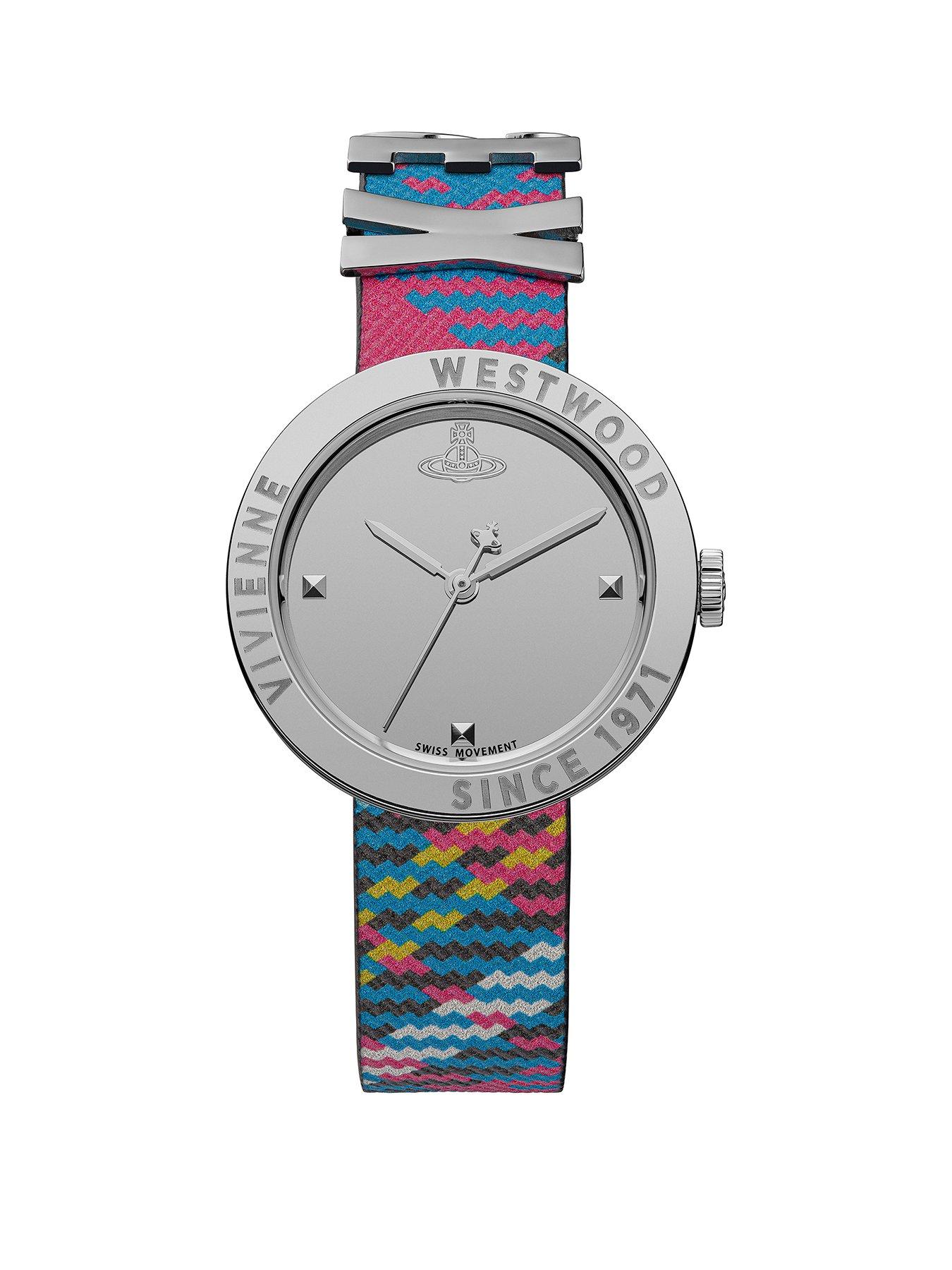 Product photograph of Vivienne Westwood Rebel Quartz Watch With Silver Mirror Dial And Tartan Pu Leather Strap from very.co.uk