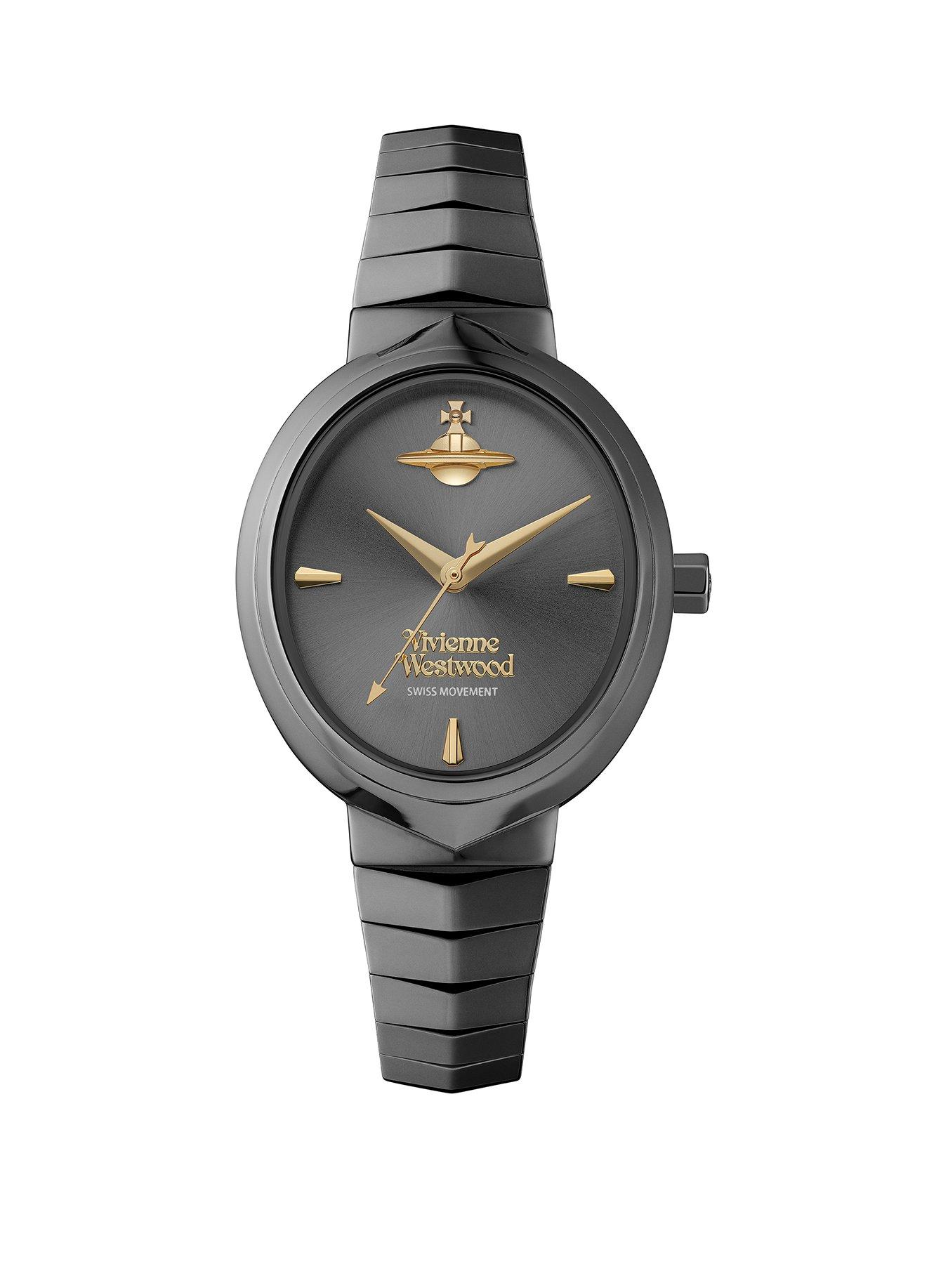 Product photograph of Vivienne Westwood Armour Quartz Watch With Grey Dial And Ip Gun Stainless Steel Bracelet from very.co.uk