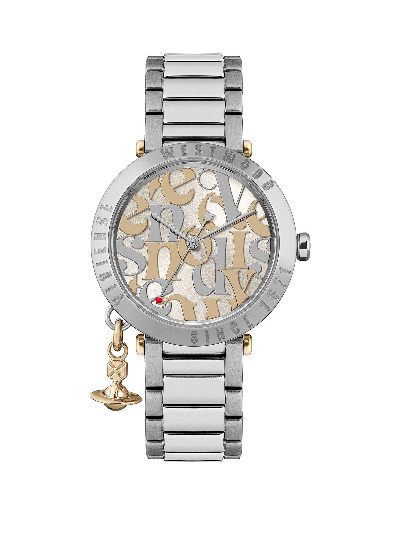 Product photograph of Vivienne Westwood Orb Logomania Quartz With Silver Dial And Stainless Steel Bracelet from very.co.uk